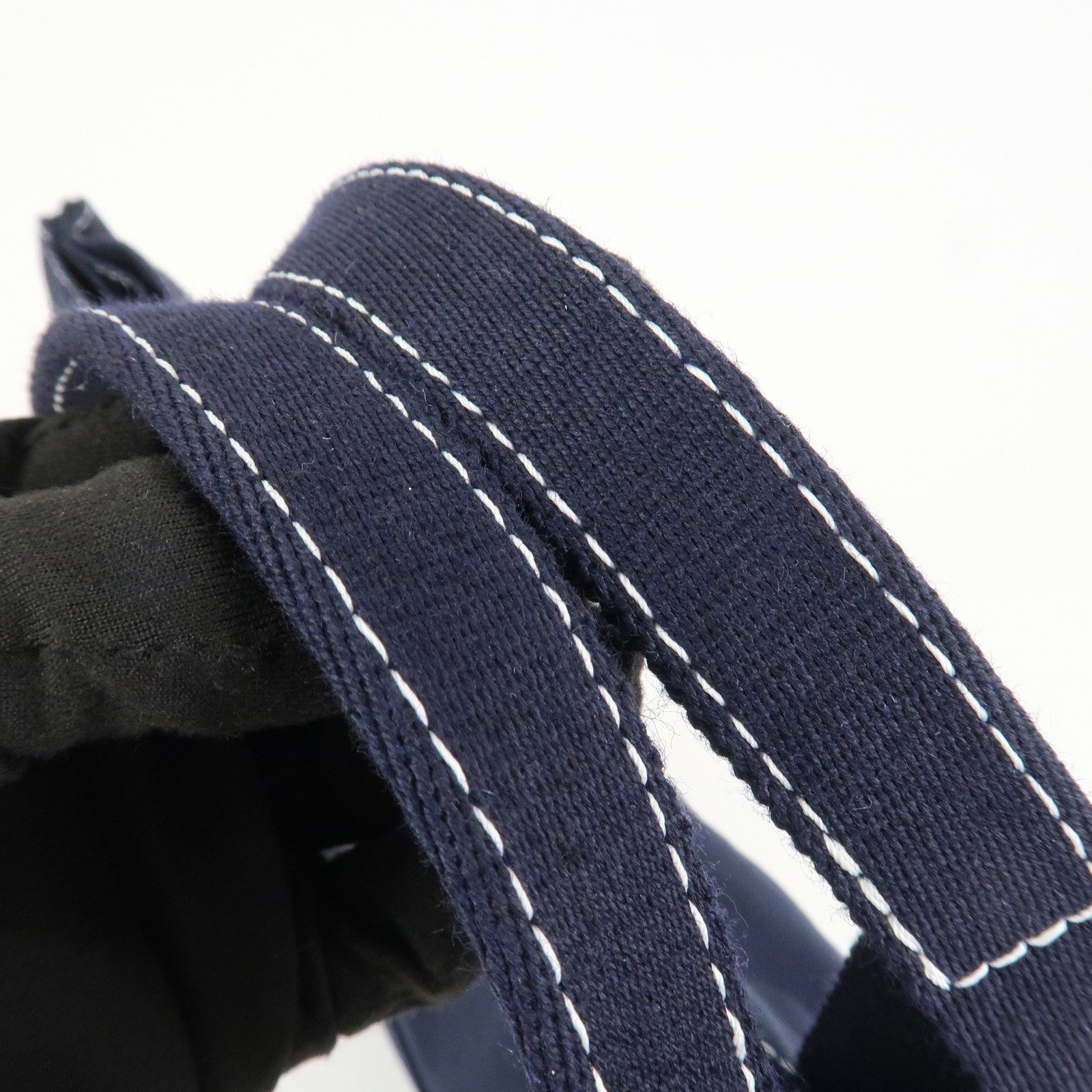 HERMES Deauville MM Cotton Tote Bag Hand Bag Navy