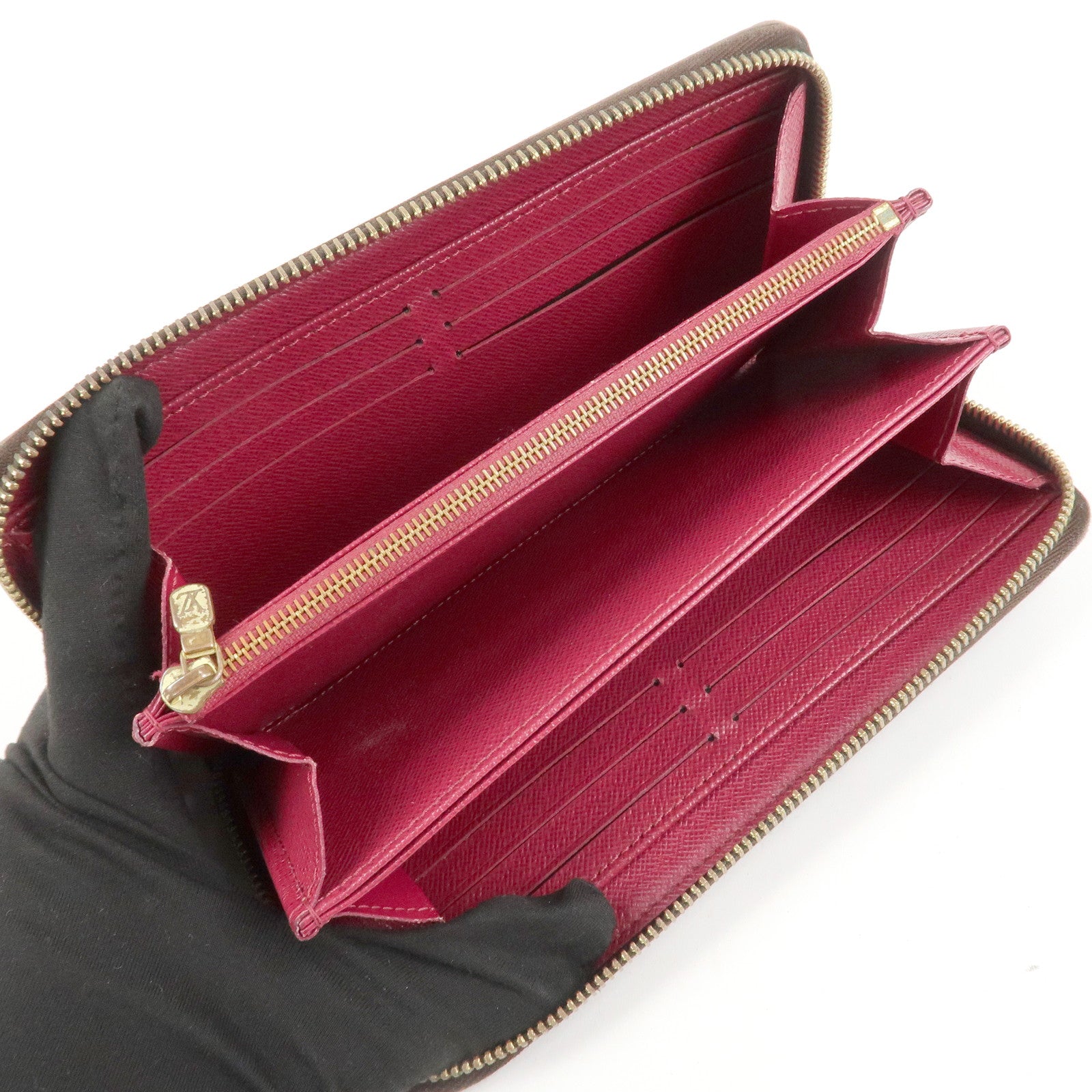 Louis Vuitton Monogram Zippy Long Wallet Brown Fuchsia M41895 Used