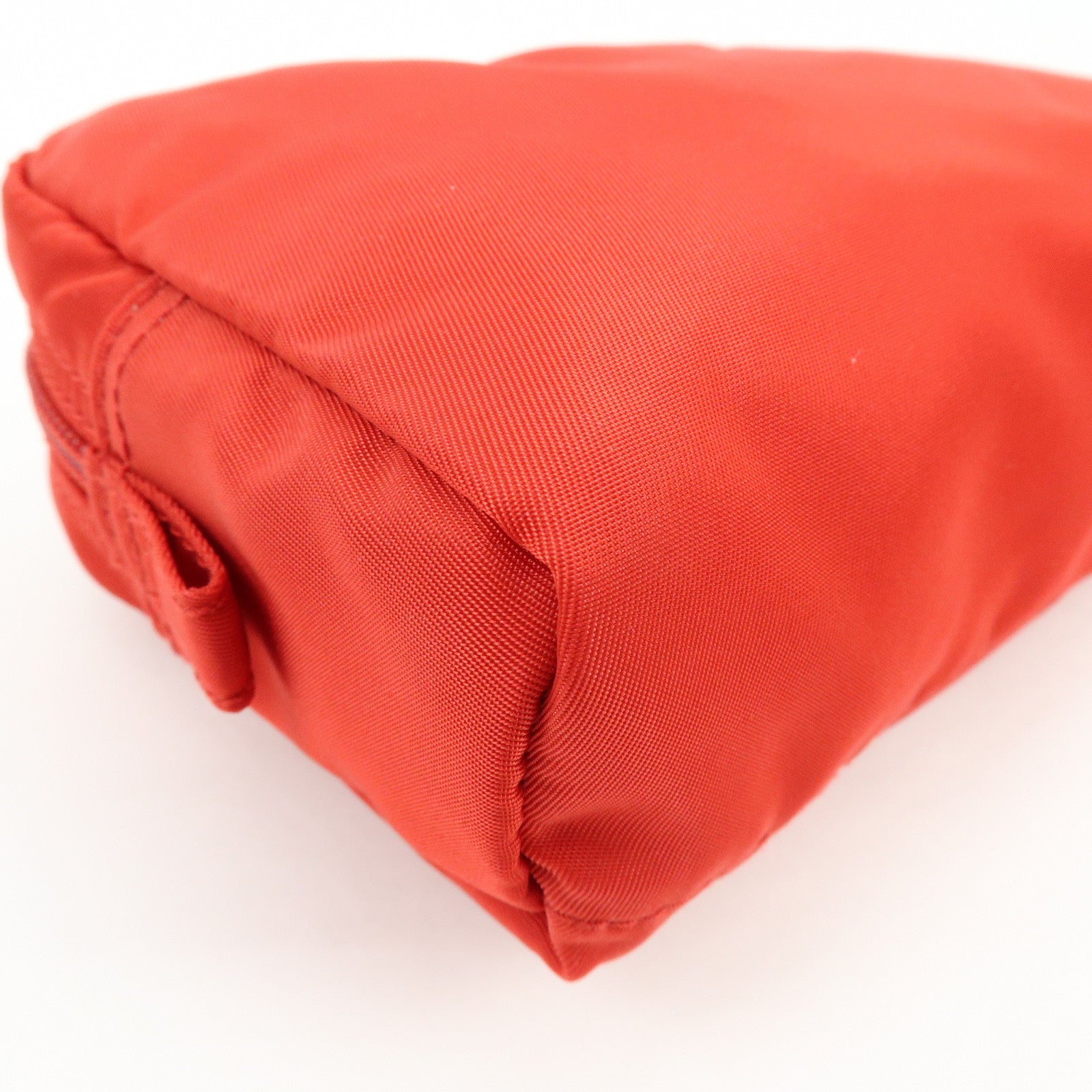 PRADA Triangle Logo Nylon Pouch Cosmetic Pouch Red