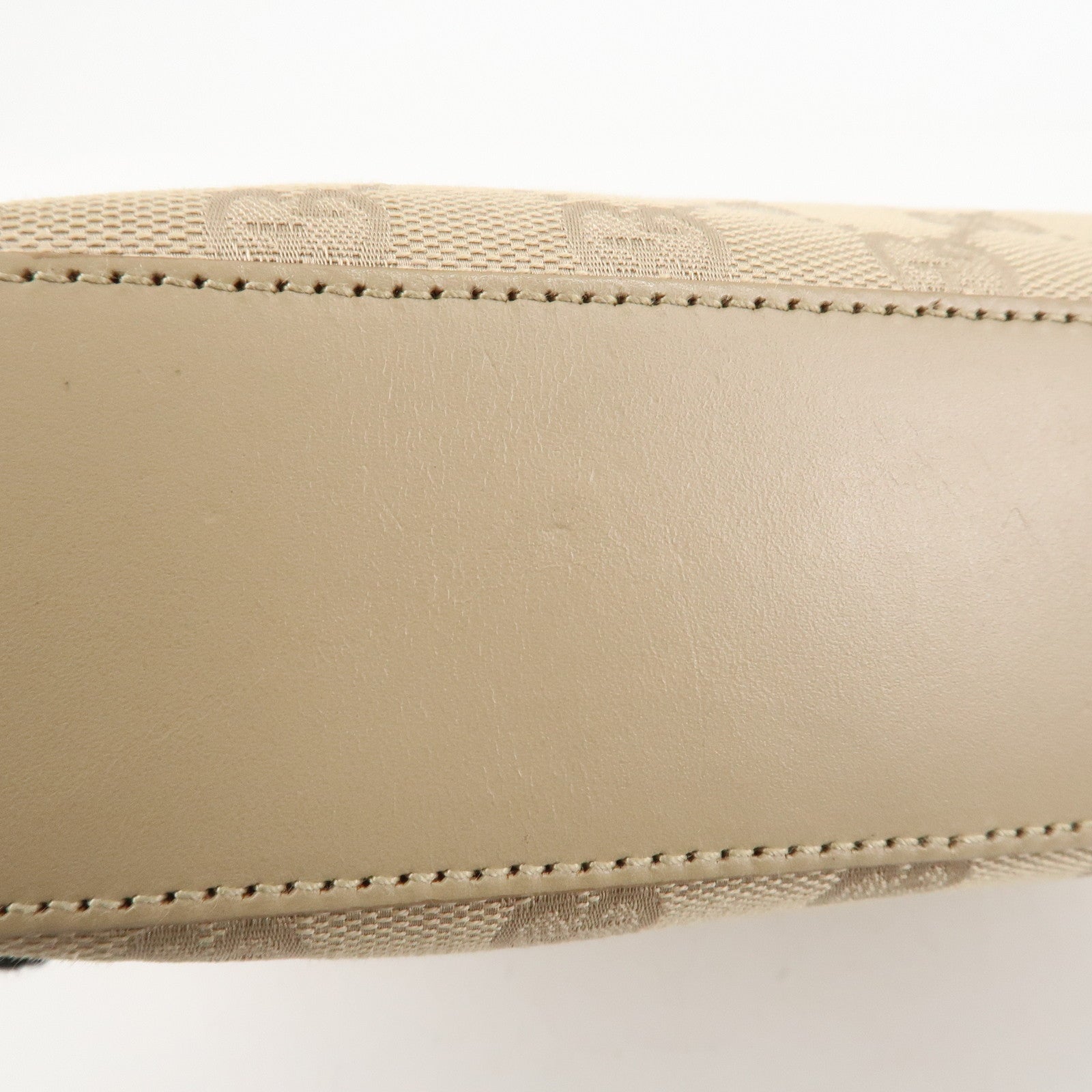 GUCCI GG Canvas Leather Shoulder Bag Beige Silver HDW 01233 Used