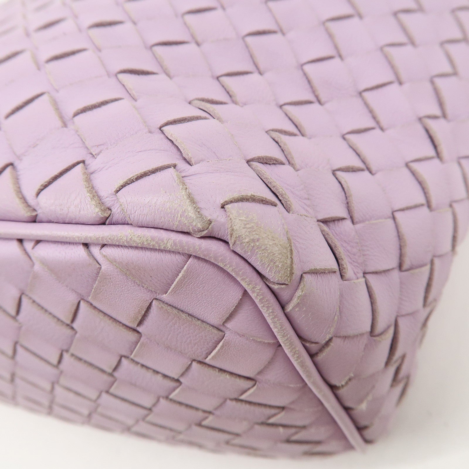 BOTTEGA VENETA Intrecciato Leather Shoulder Bag Hand Bag Purple Used