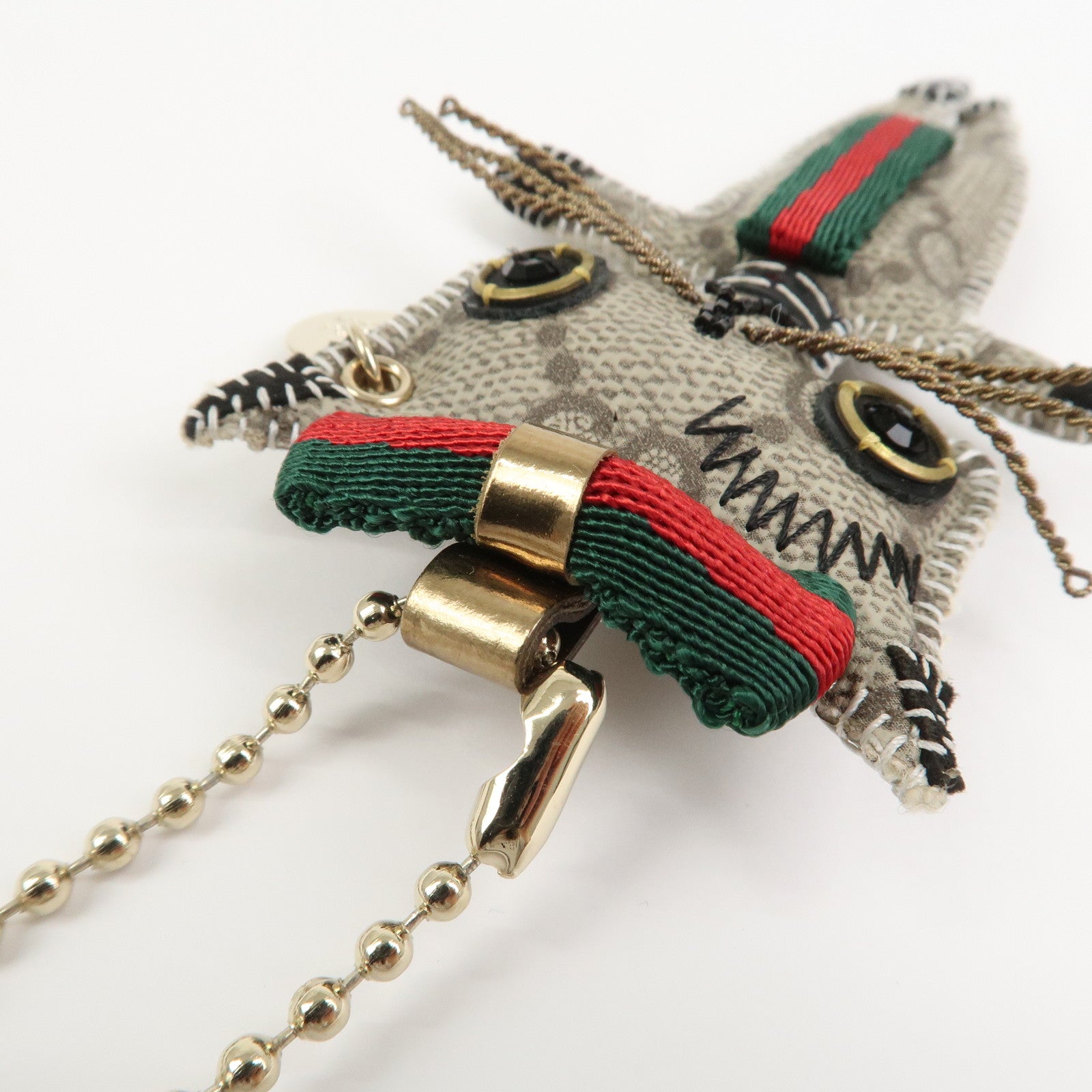 GUCCI Sherry GG Supreme Canvas Gucciori Cat Bag Charm Beige