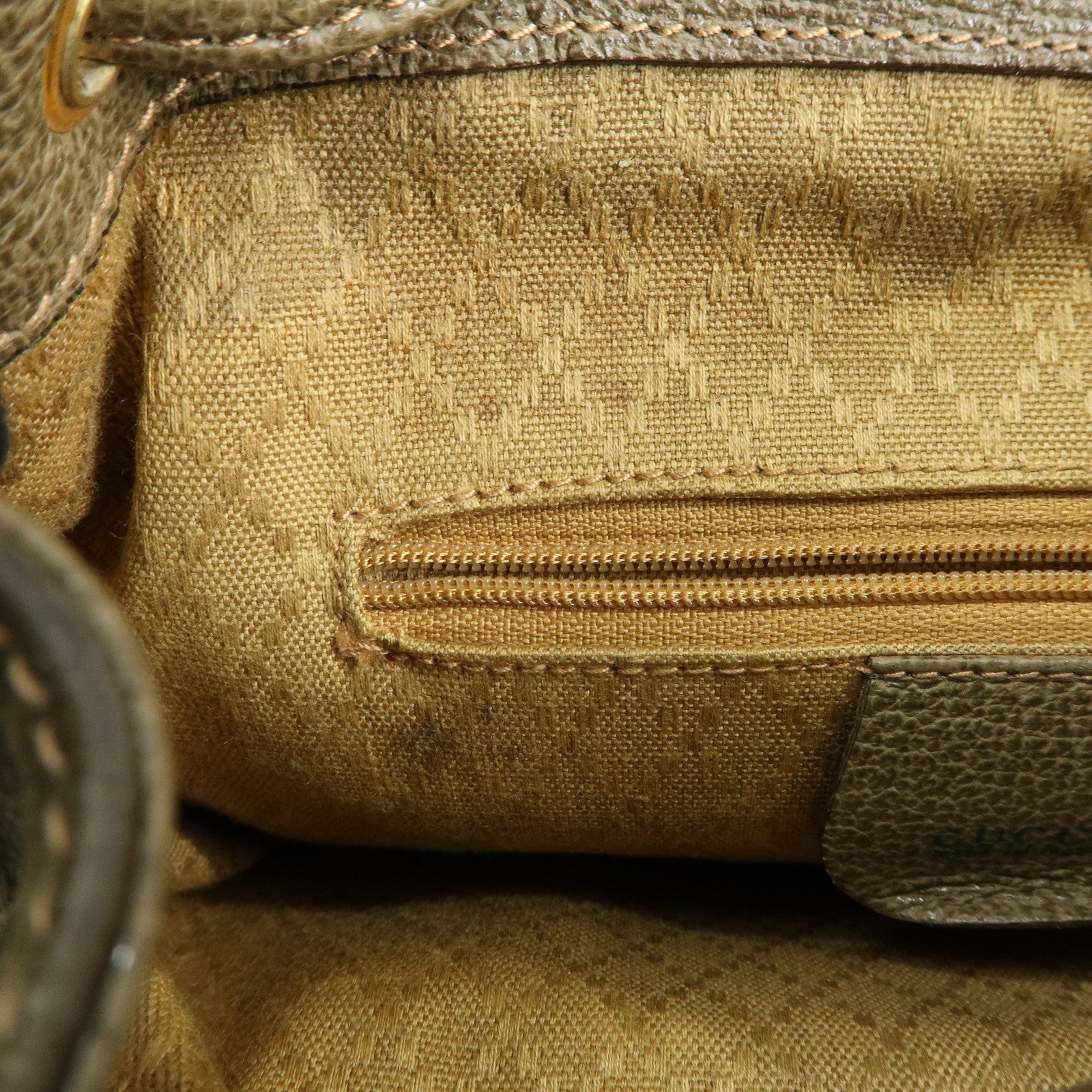 GUCCI Bamboo Suede Leather Backpack Rucksack Khaki 003・2058