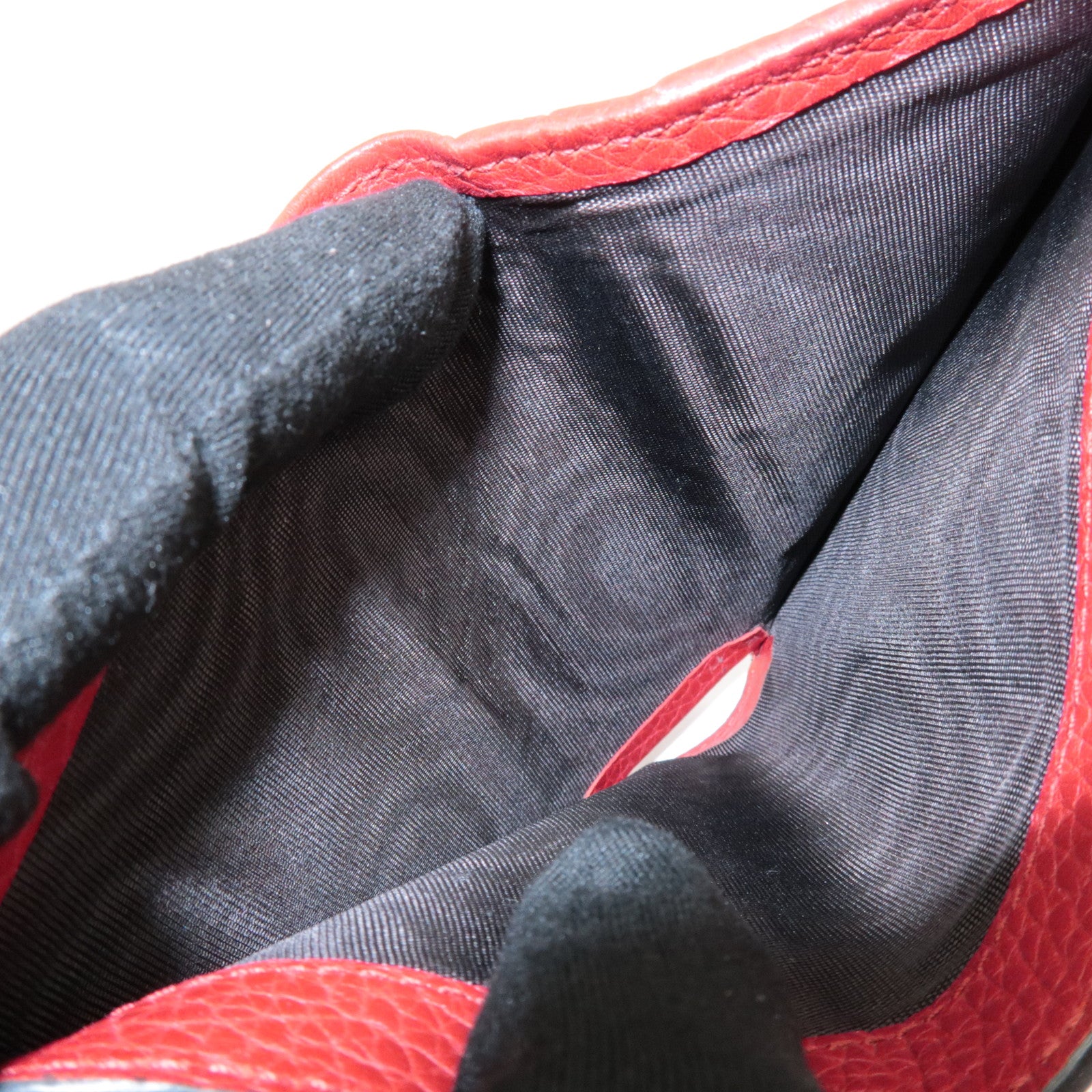 GUCCI Animalier Leather Bi-fold Compact Wallet Red 453169 Used