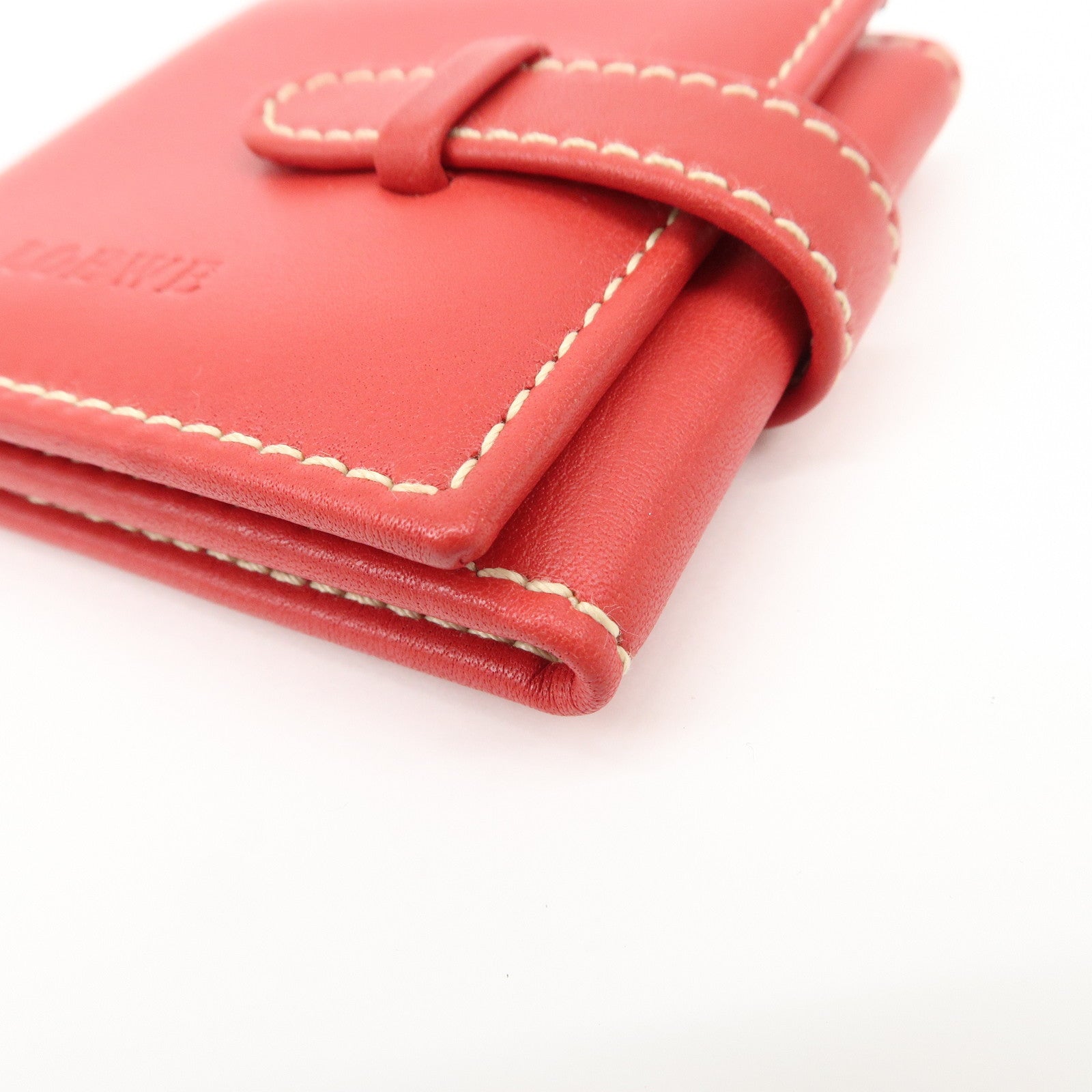 LOEWE Leather Tri-Fold Square Photo Case Red