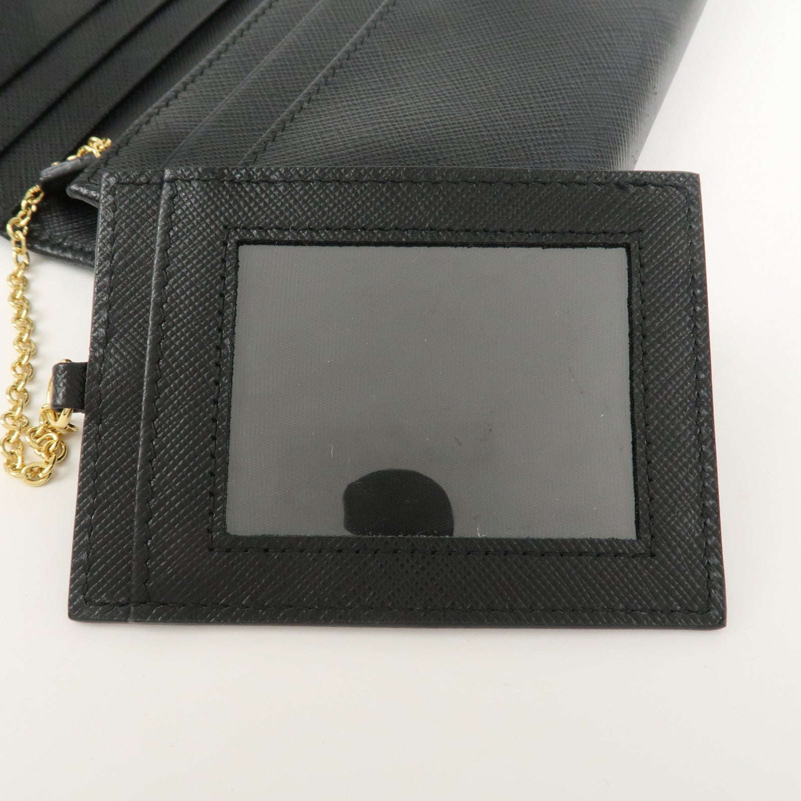 PRADA Logo Saffiano Leather Flap Bi-Fold Long Wallet Black 1MH132