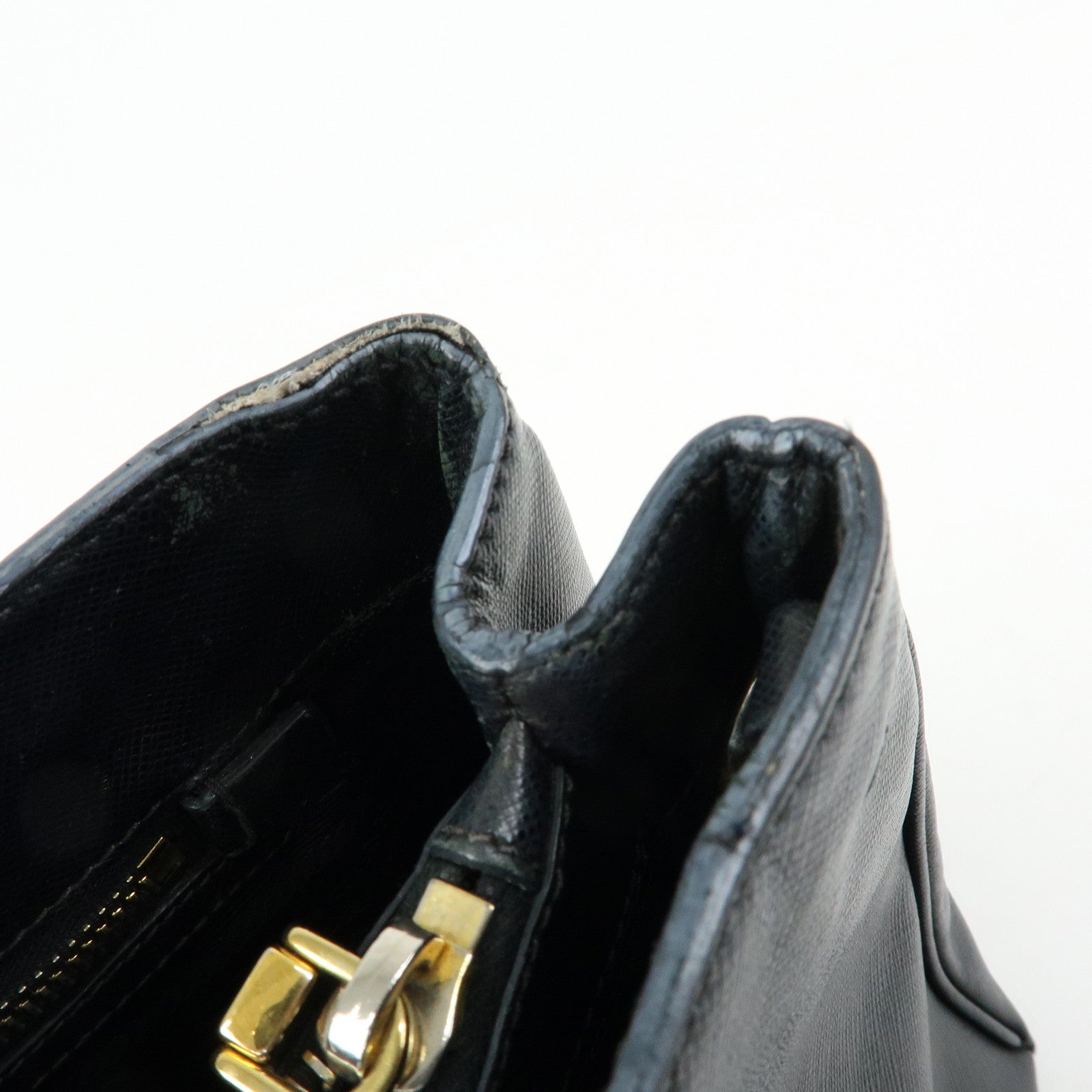PRADA Triangle Logo Galleria Saffiano Leather 2Way Bag Black 1BA274
