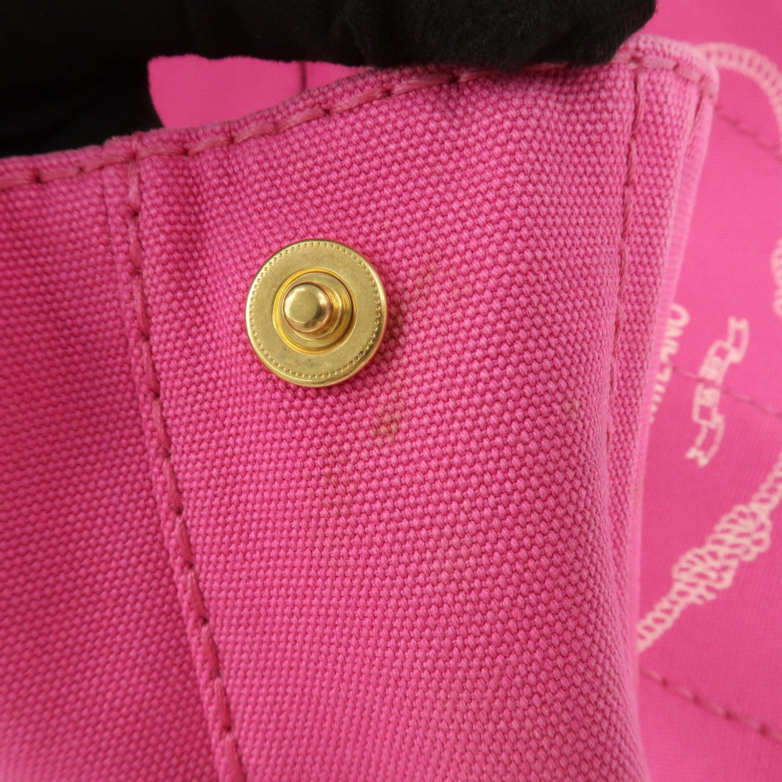 PRADA Logo Canapa Mini Canvas Hand Bag Tote Bag Pink BN2439