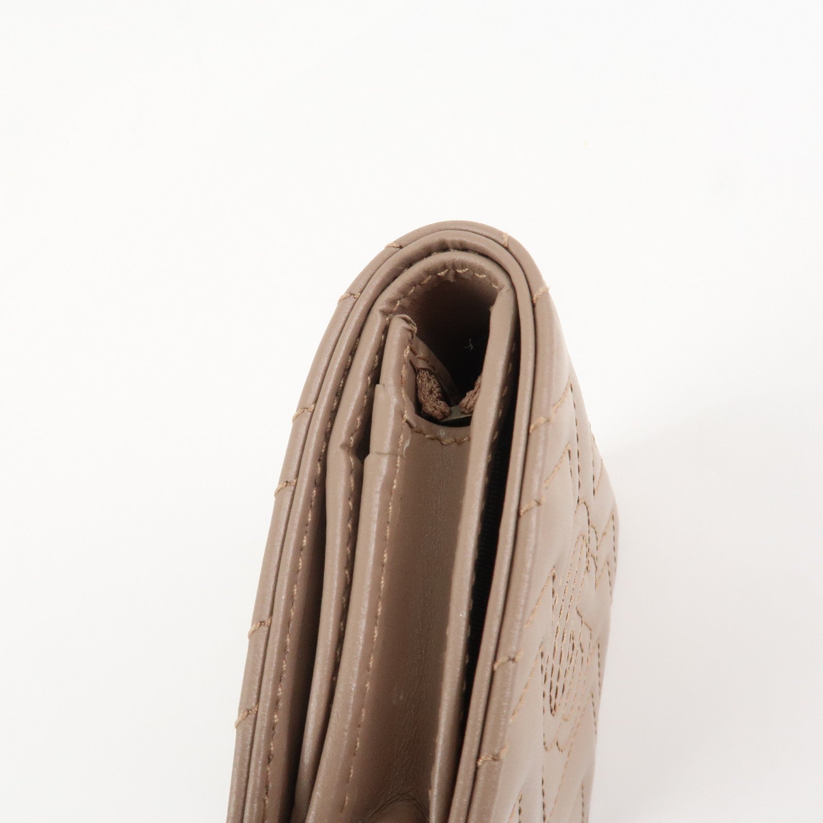 GUCCI Marmont Leather Bi-fold Small Wallet Taupe 466492 Used