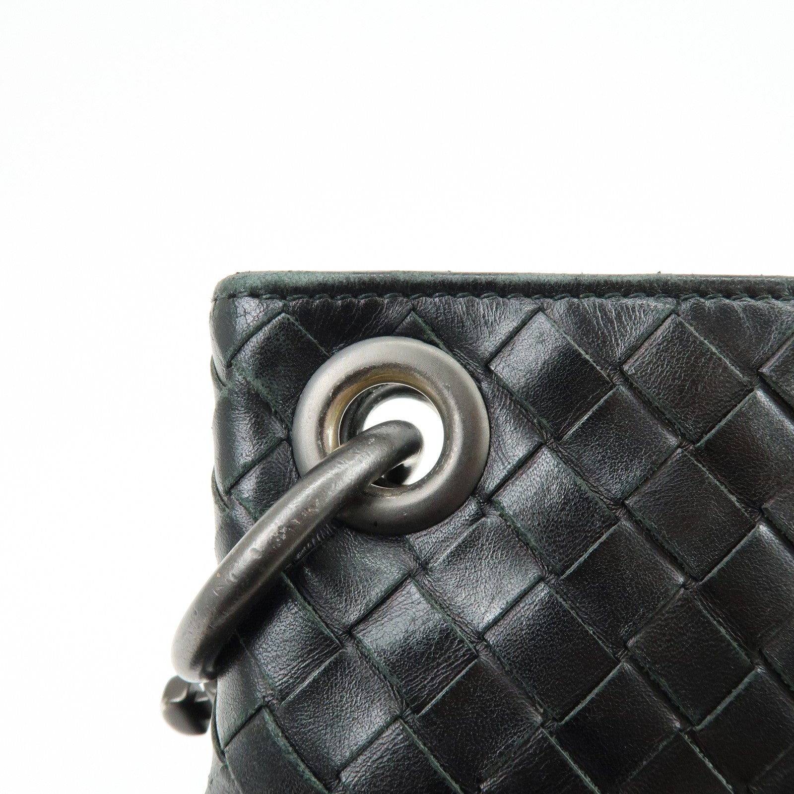 BOTTEGA VENETA Intrecciato Leather Shoulder Bag Black 172736