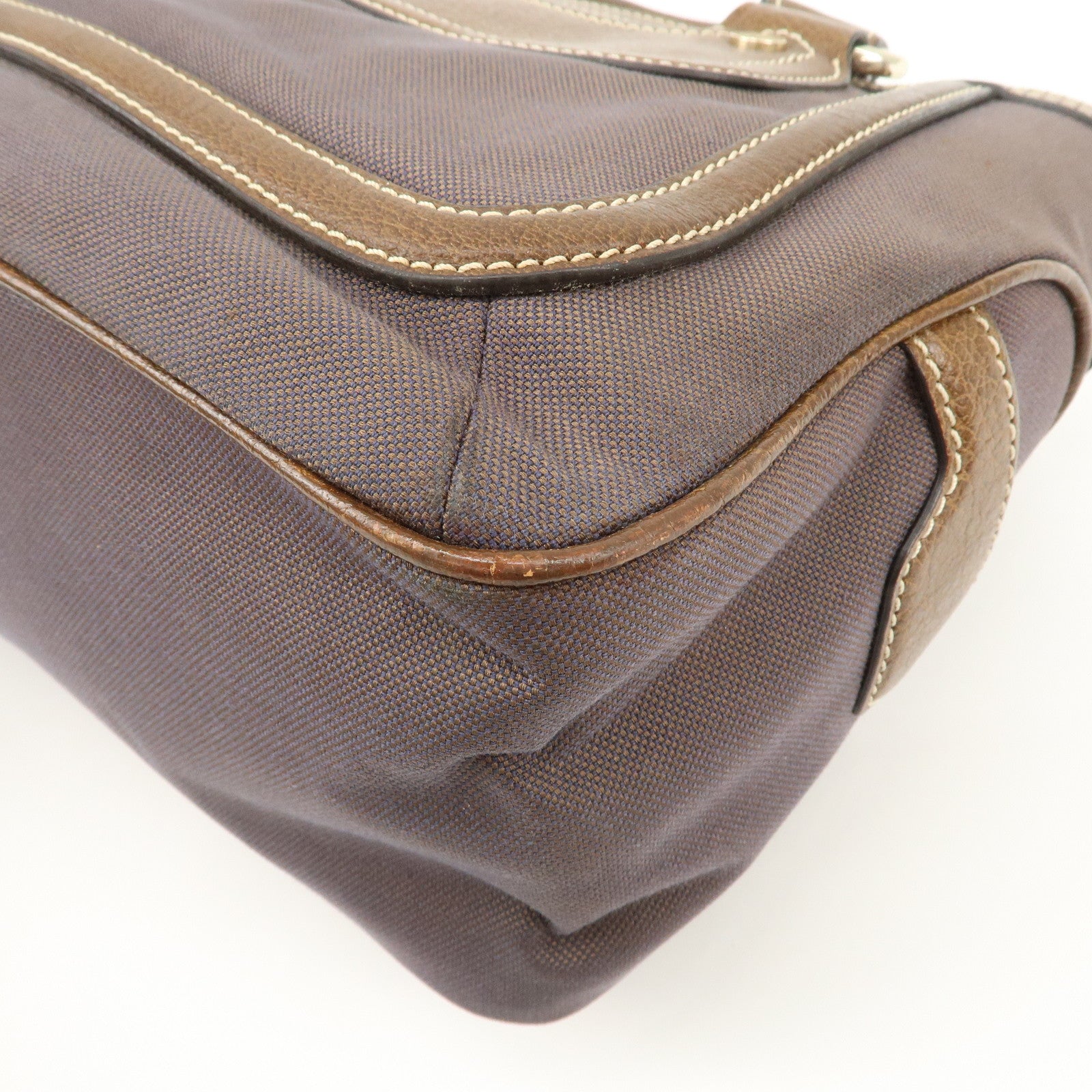 CELINE Macadam Engraved Canvas Leather Boogie Bag Hand Bag Brown Used