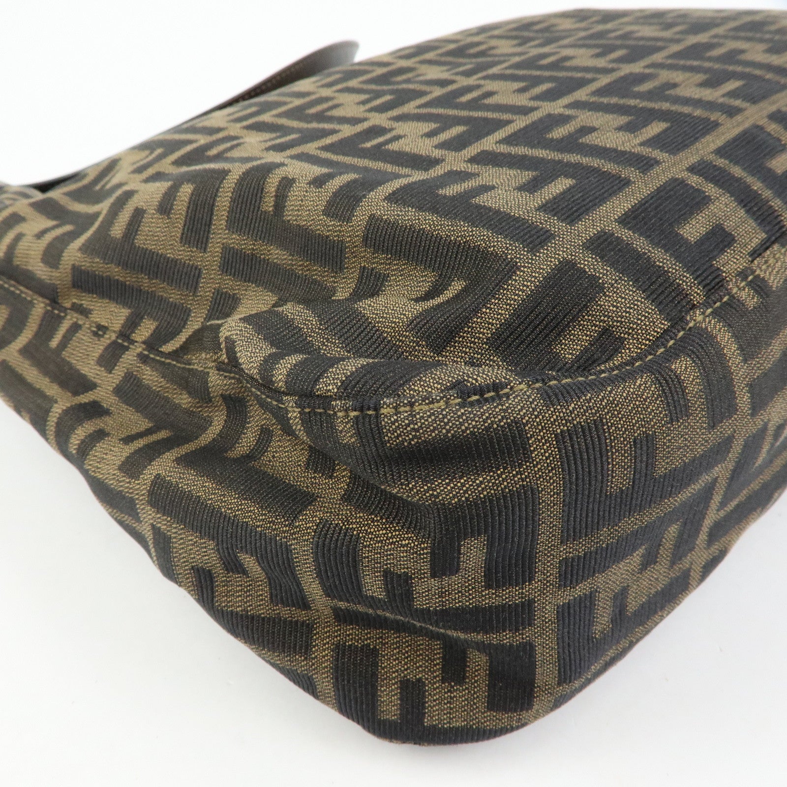 FENDI Zucca Canvas Leather Shoulder Bag Hand Bag Brown