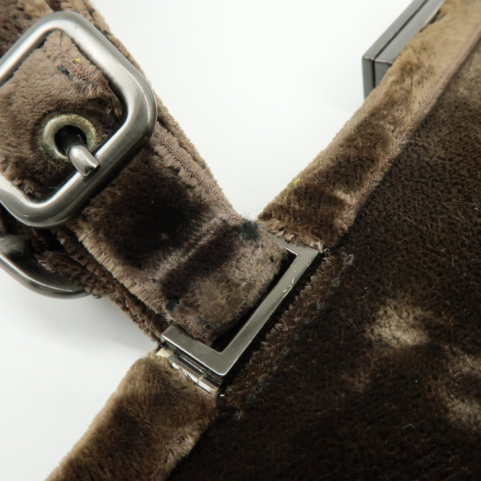 PRADA Logo Velour Hand Bag Brown B7641