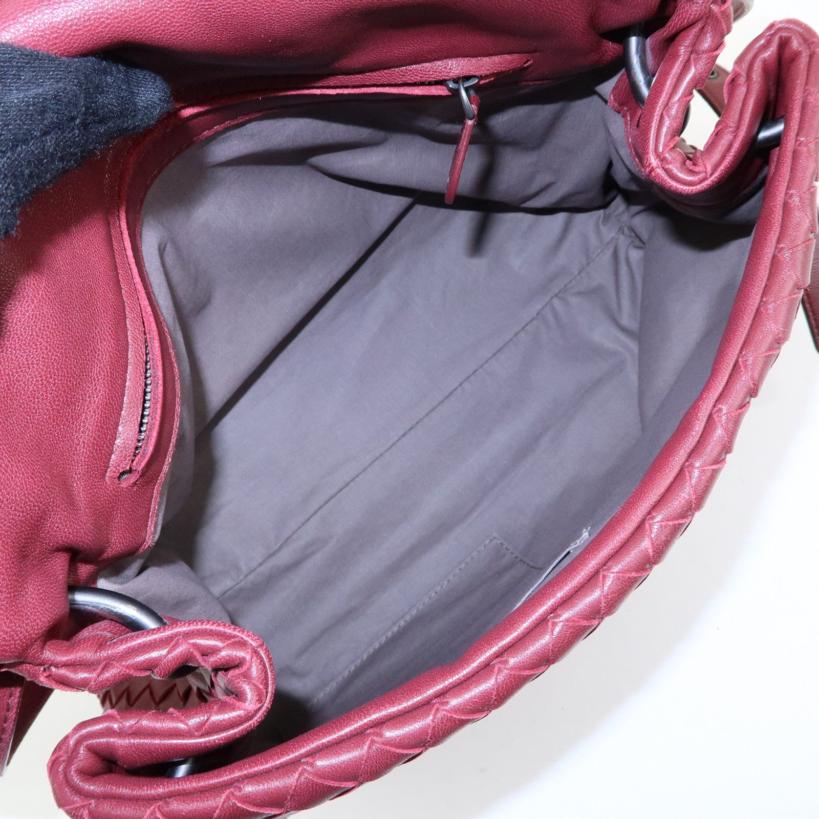 BOTTEGA VENETA Intrecciato Leather Shoulder Bag Bordeaux