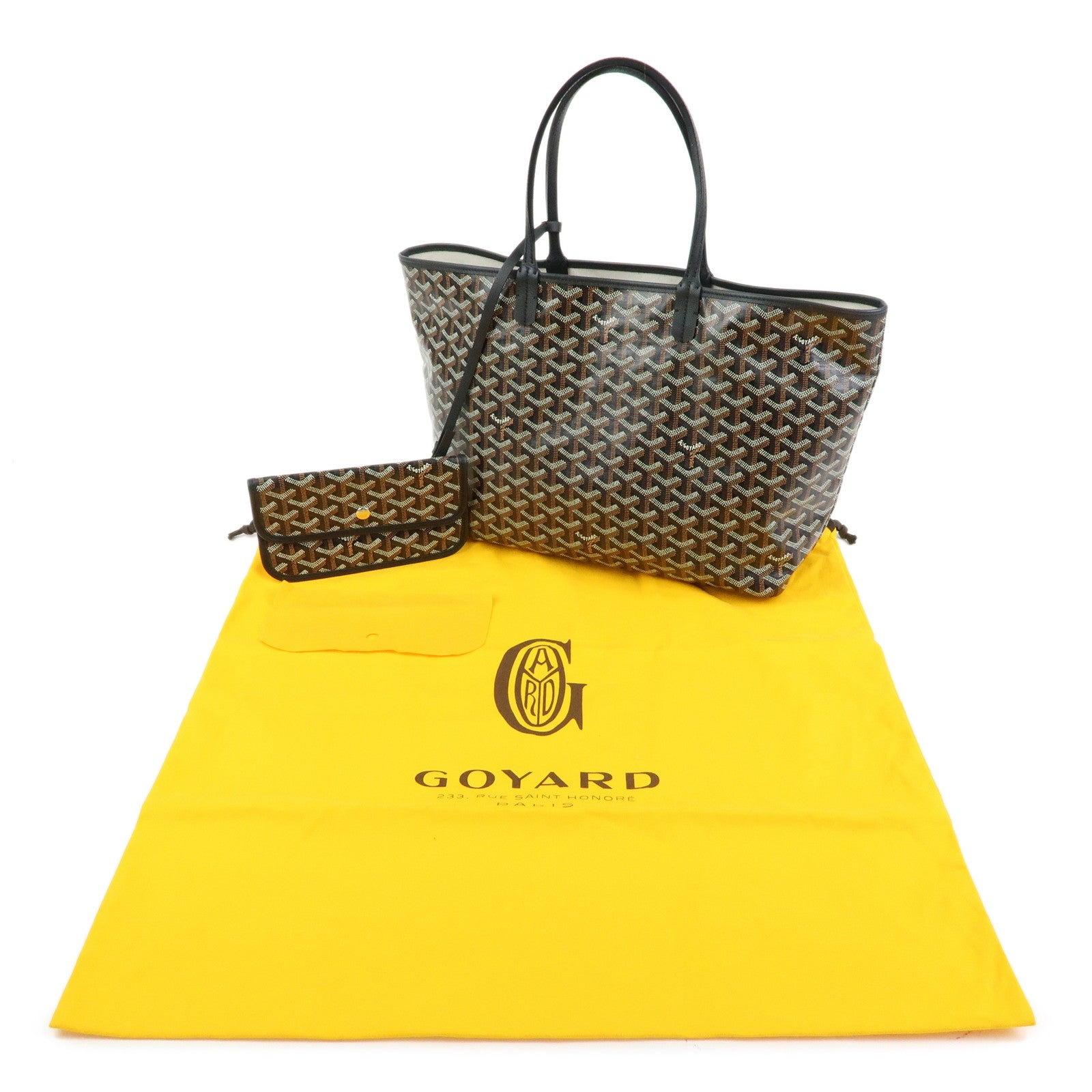 GOYARD Saint Louis PM PVC Leather Tote Bag Hand Bag Black Brown