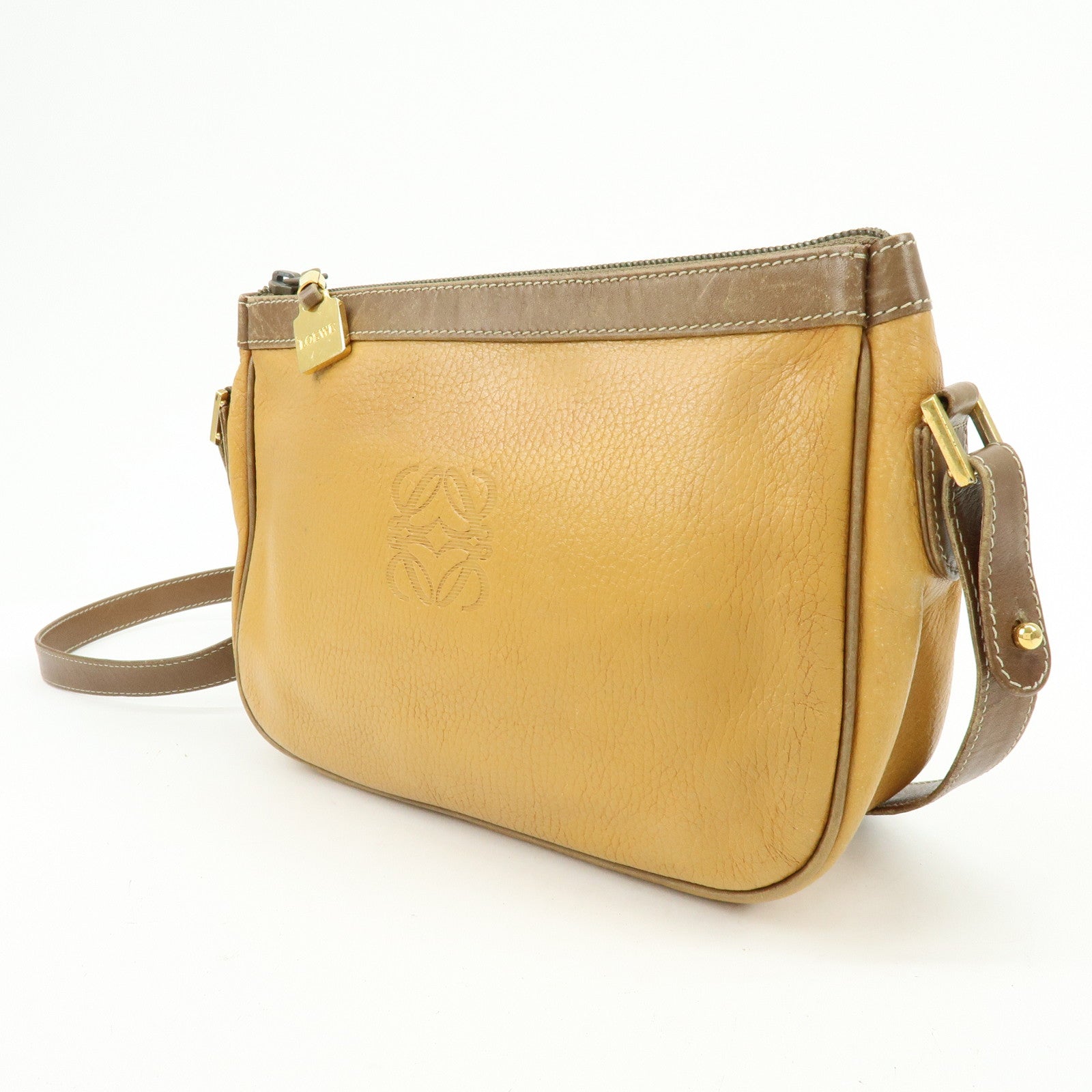 LOEWE Anagram Leather Shoulder Bag Crossbody Bag Brown