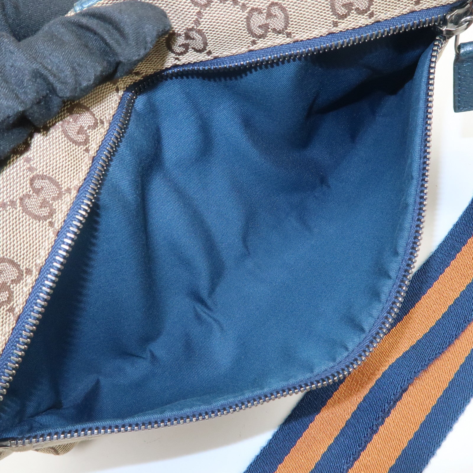 GUCCI Sherry GG Canvas Leather Waist Bag Crossbody Bag Brown 28566