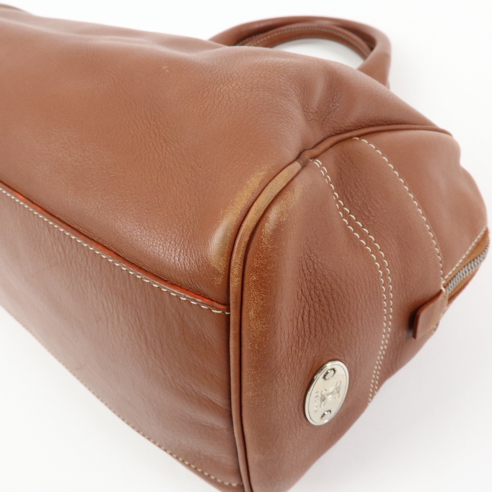 CELINE Boogie Bag Leather Hand Bag Tote Bag Brown