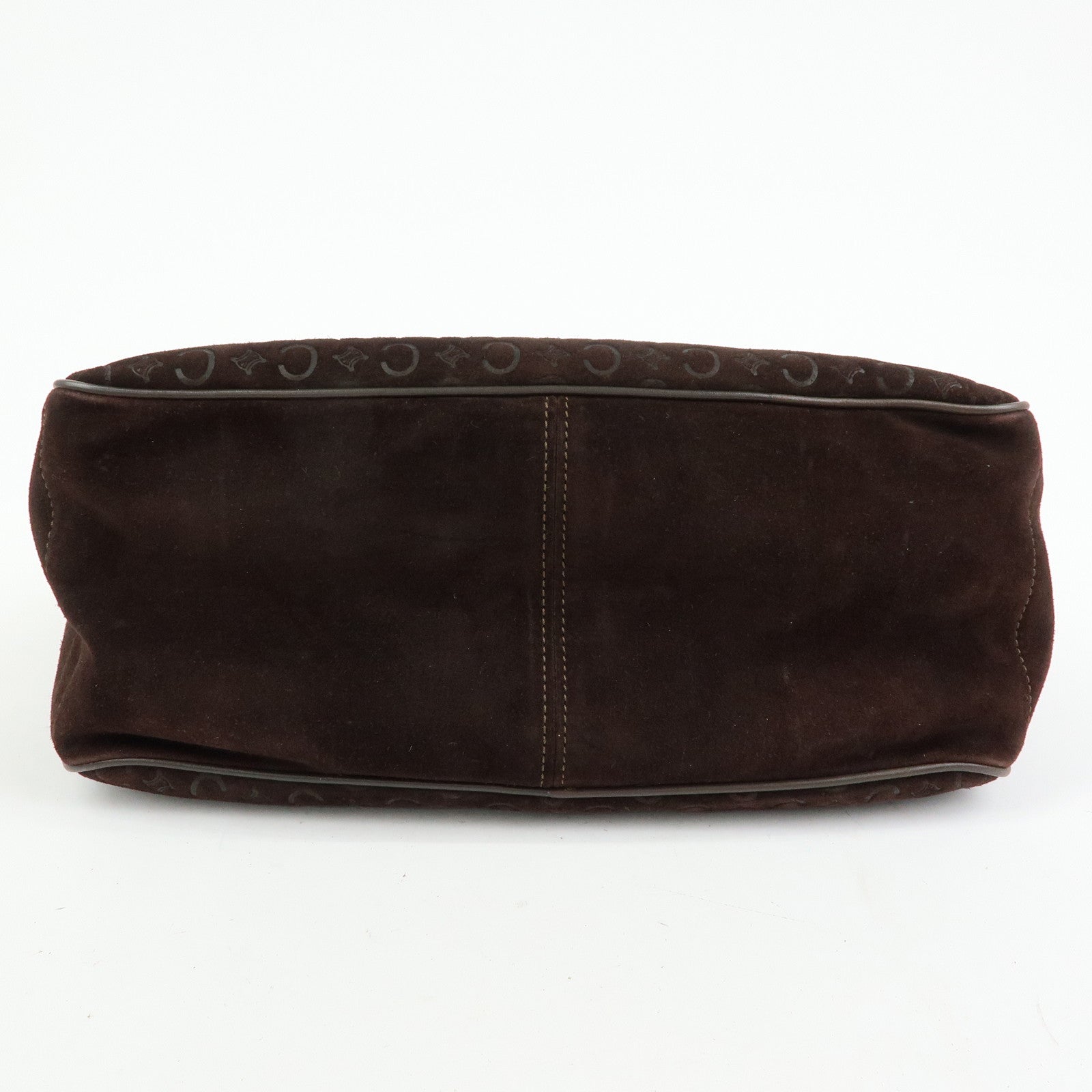 CELINE C Macadam Suede Leather Boogie Bag Hand Bag Brown