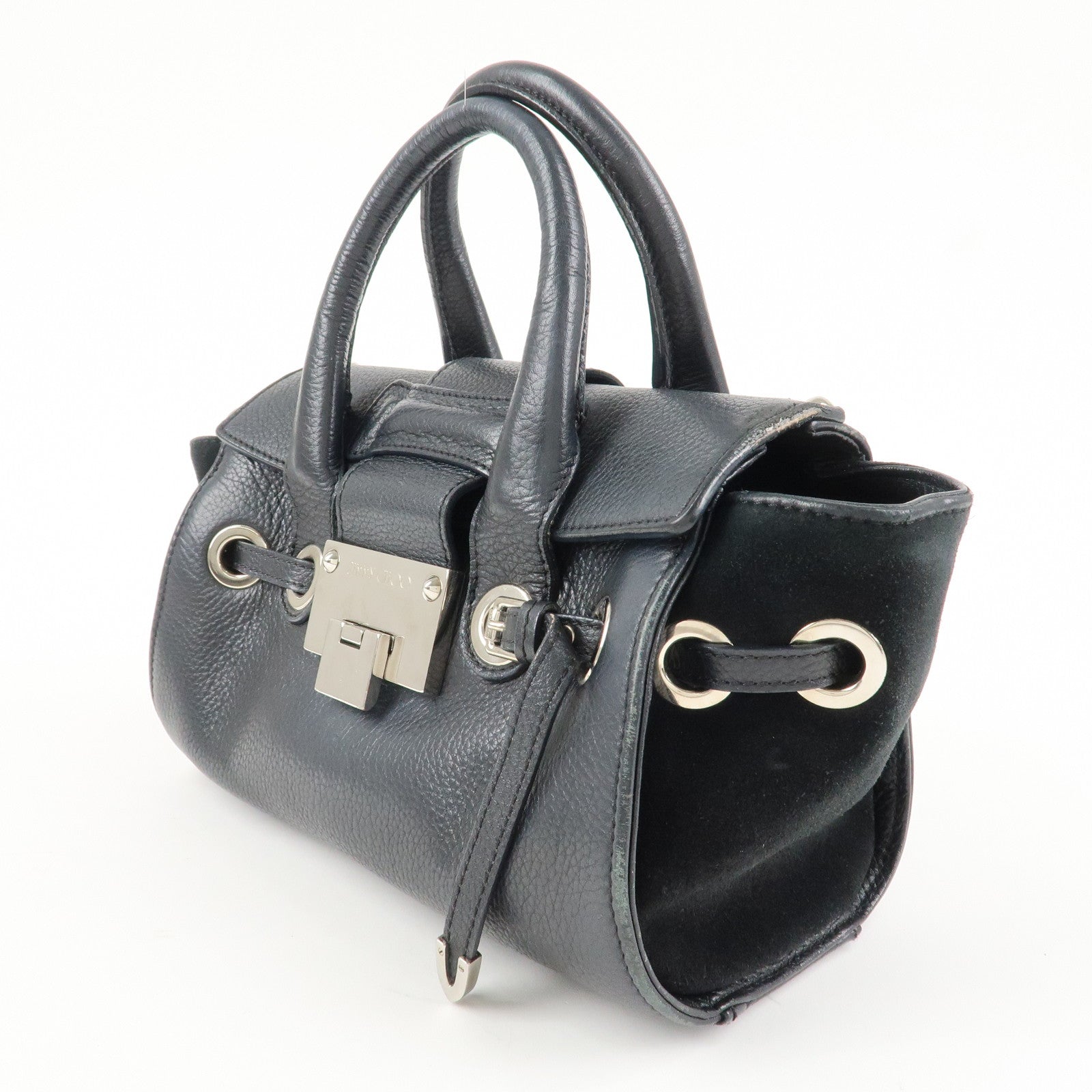 JIMMY CHOO Rosalie 2Way Leather Hand Bag Shoulder Bag Black Used