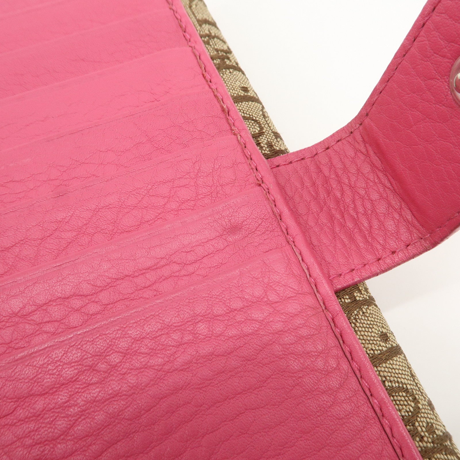 Christian Dior Trotter Street Chic Canvas Leather Long Wallet Pink