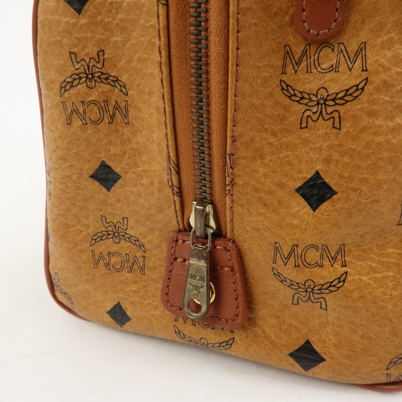 MCM Visetos Leather 2Way Bag Hand Bag Shoulder Bag Brown