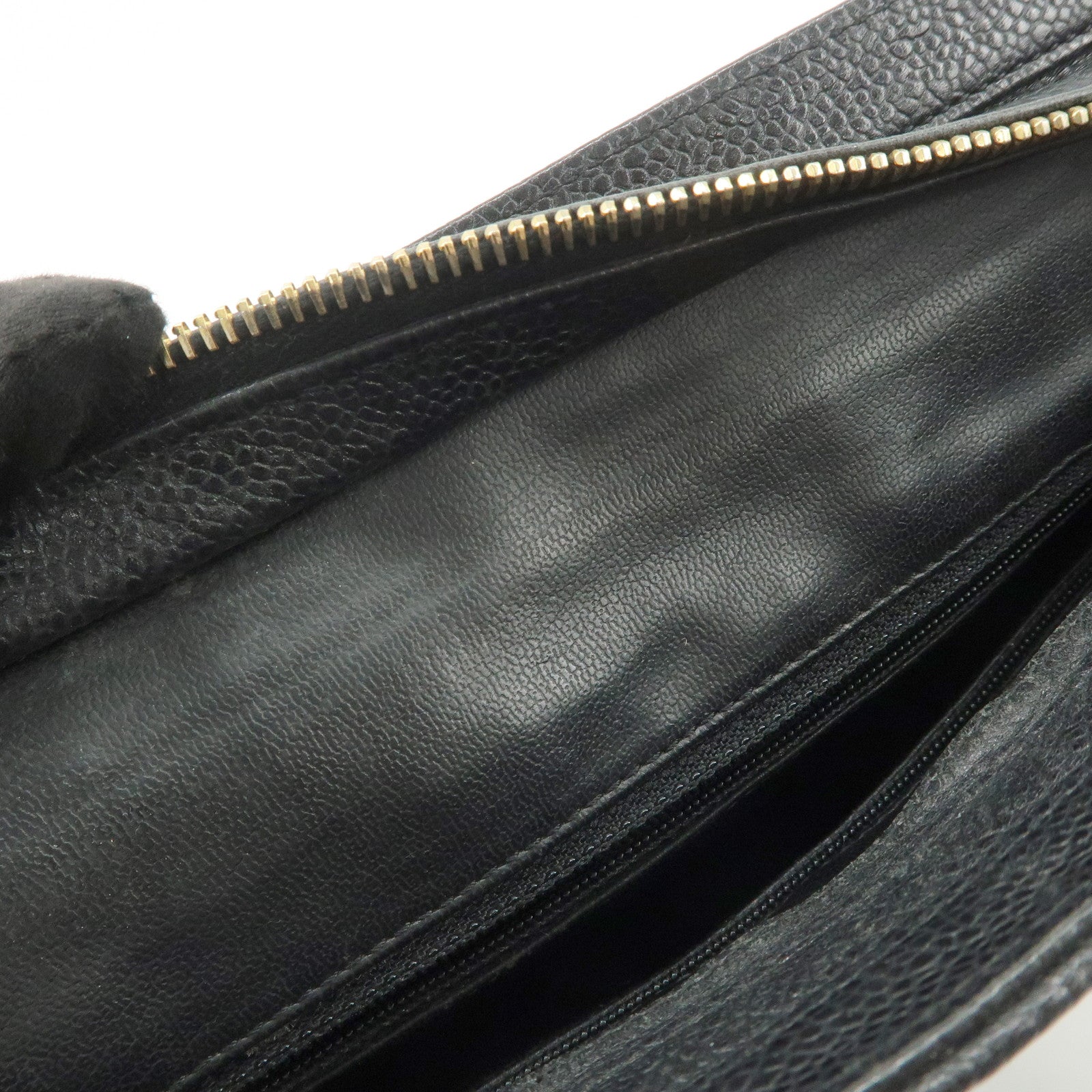 CHANEL Triple COCO Mark Caviarskin Shoulder Bag Black Gold HDW Used