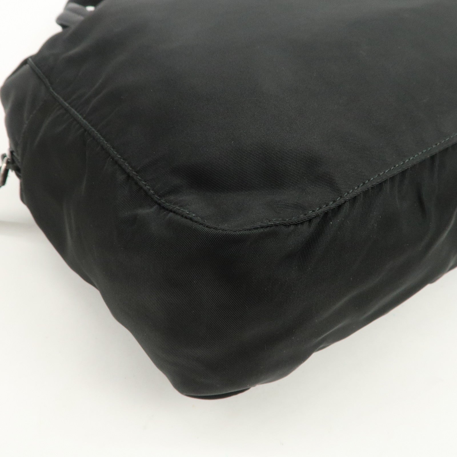 PRADA Triangle Logo Nylon Tote Bag Shoulder Bag Hand Bag Black