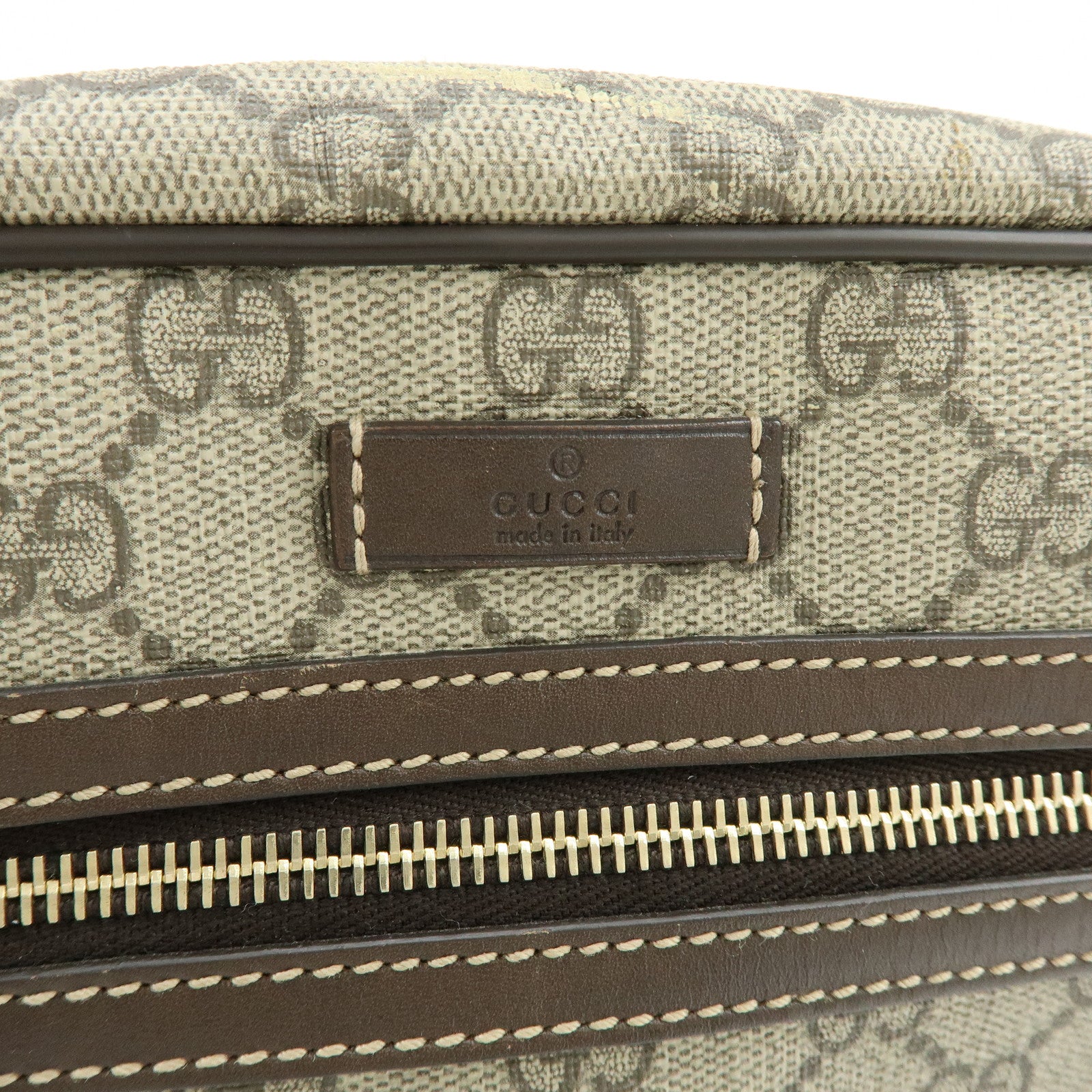 GUCCI GG Supreme Leather Shoulder Crossbody Bag Beige Brown 233268