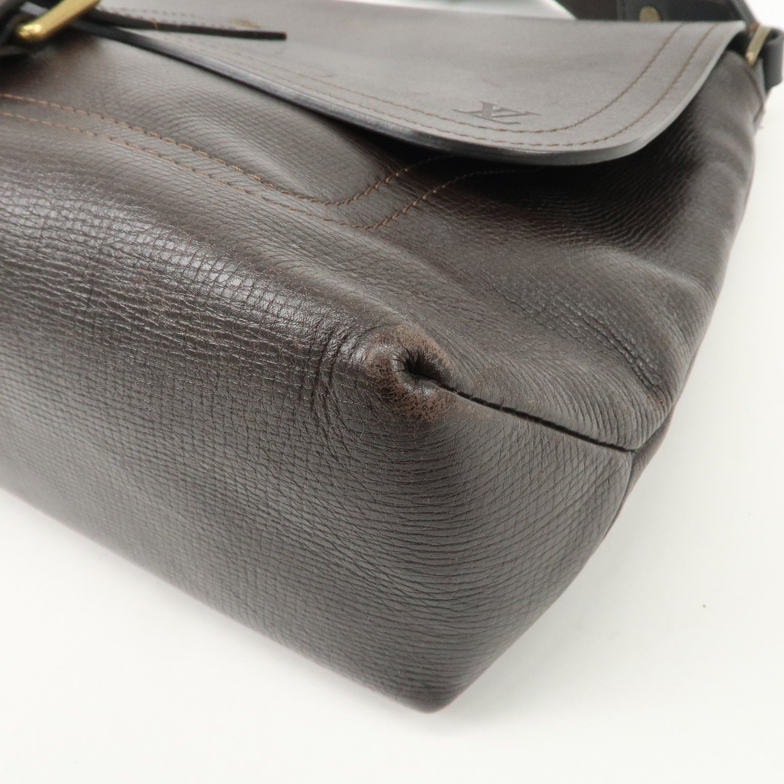Louis Vuitton Utah Leather Ohama Style Shoulder Bag Cafe M92994 Used