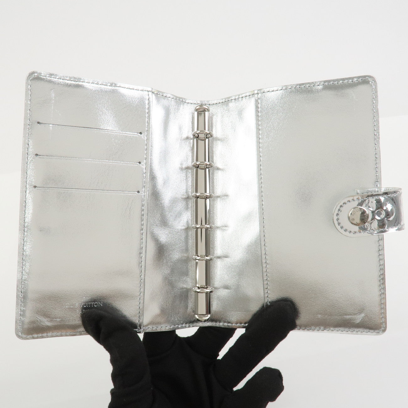 Louis Vuitton Monogram Miroir Agenda PM Planner Cover Argent R20963