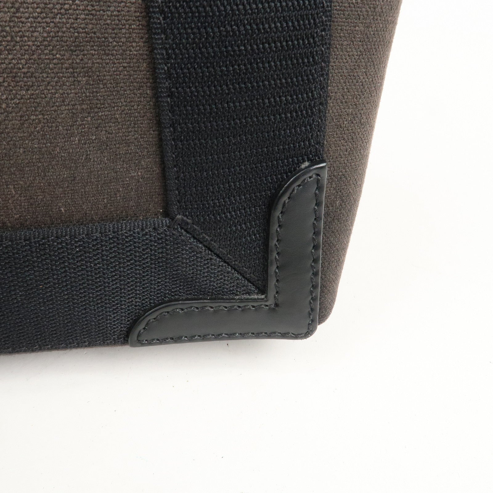 BALENCIAGA Canvas Leather Navy Cabas XS Hand Bag Brown 390346