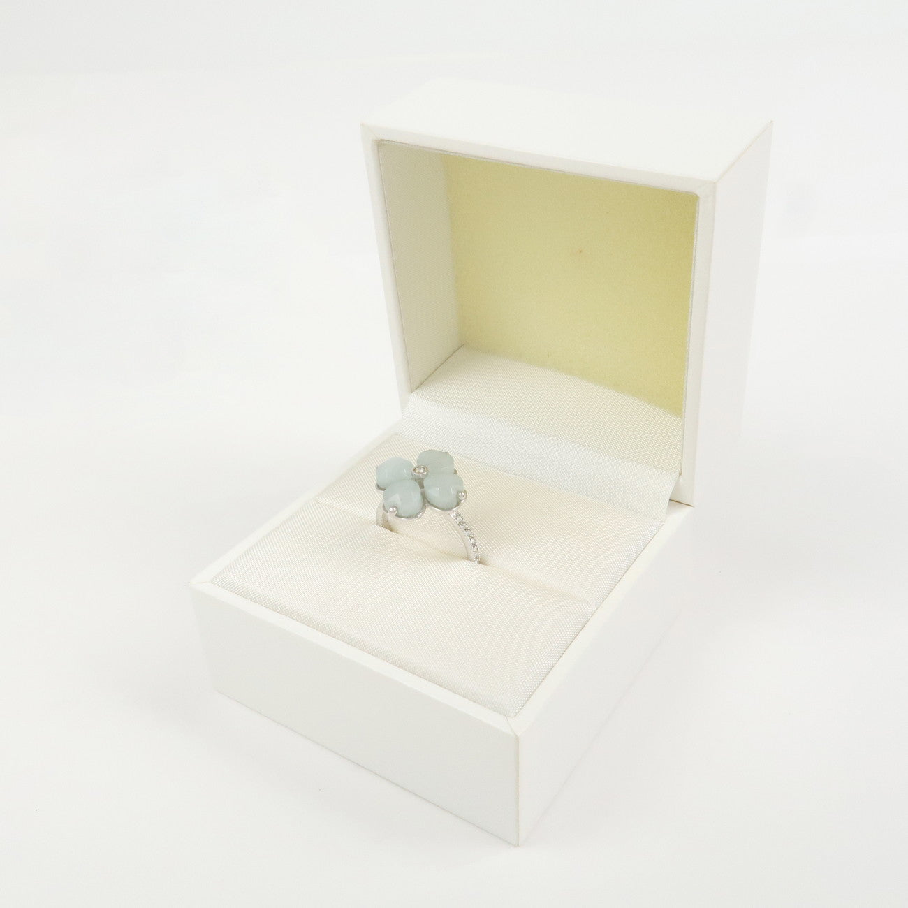 Christian Dior Metal Ring Four-leaf Clover Light Blue Silver