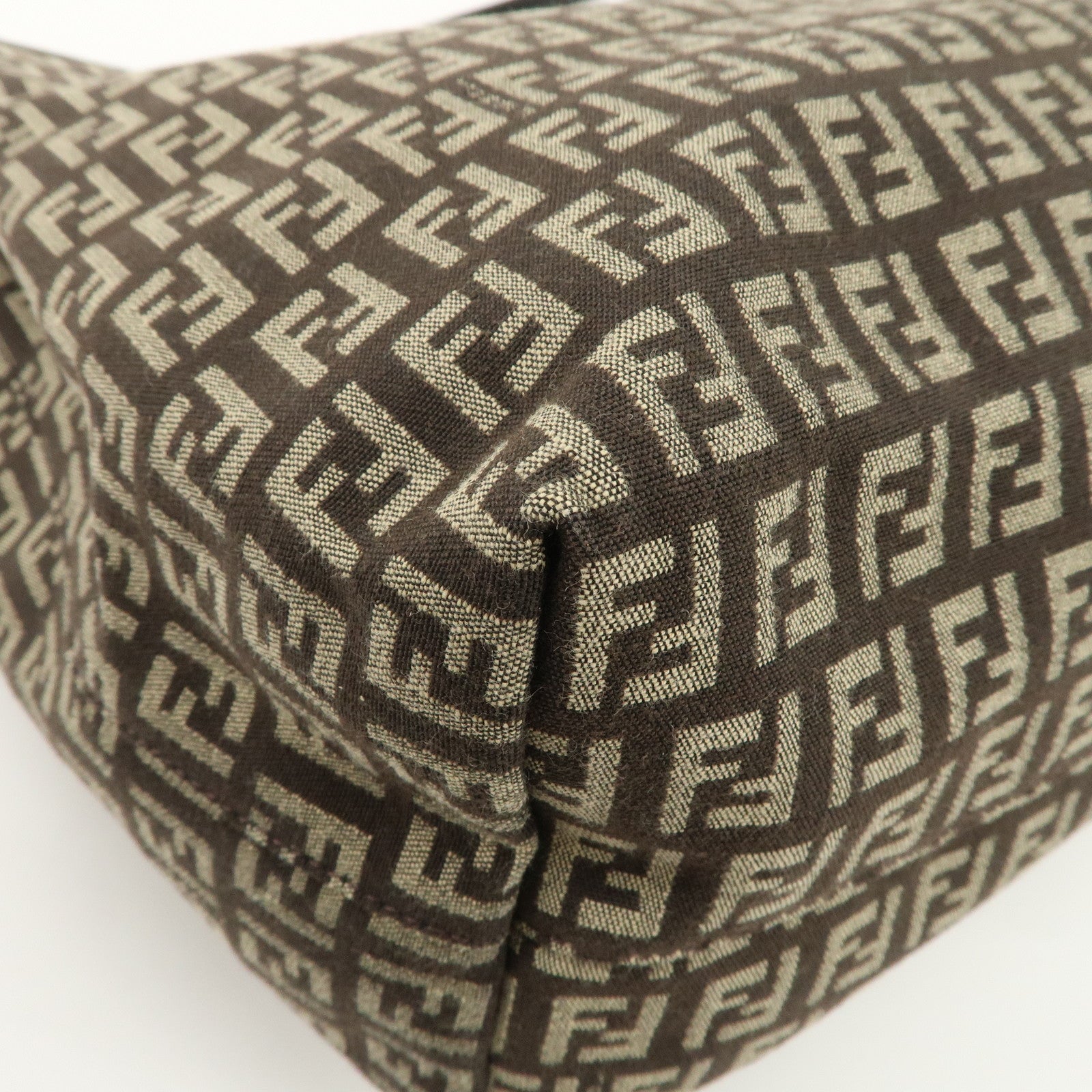 FENDI Zucchino Canvas Leather Tote Bag Beige Brown 8BH104