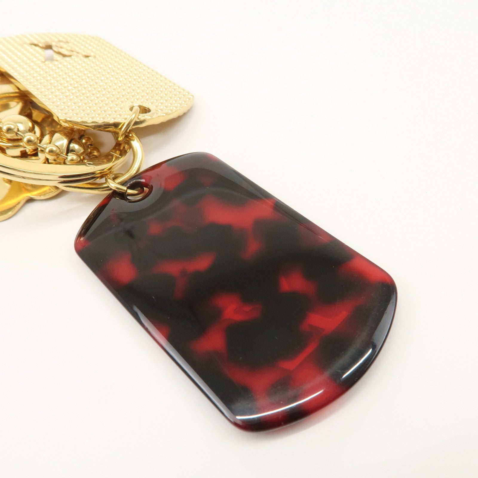 Louis Vuitton Bijoux Sac Monogram Flage Metal Resin Bag Charm Gold Rouge M65635 Used