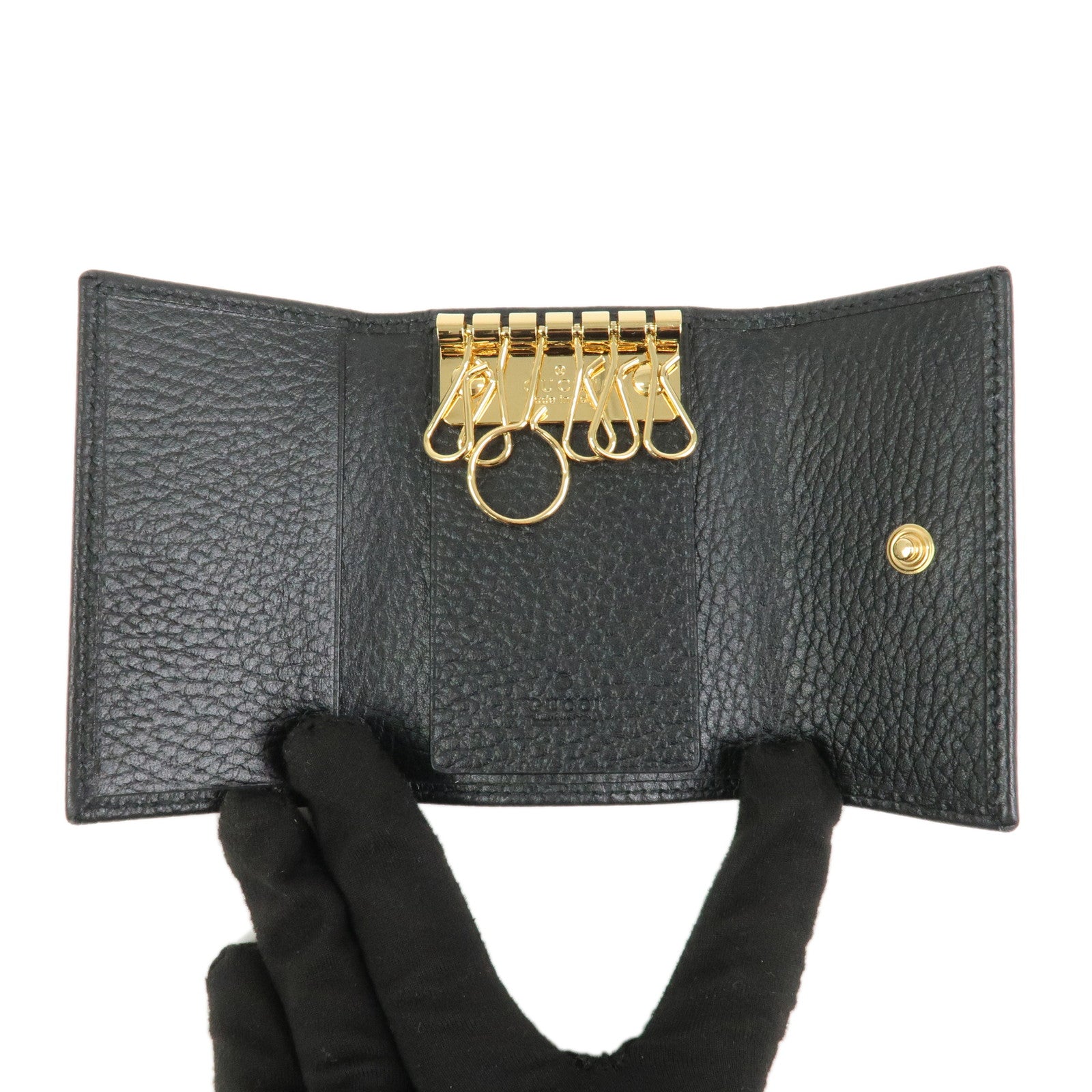 GUCCI GG Marmont Leather Key Case Key Holder Black 456118