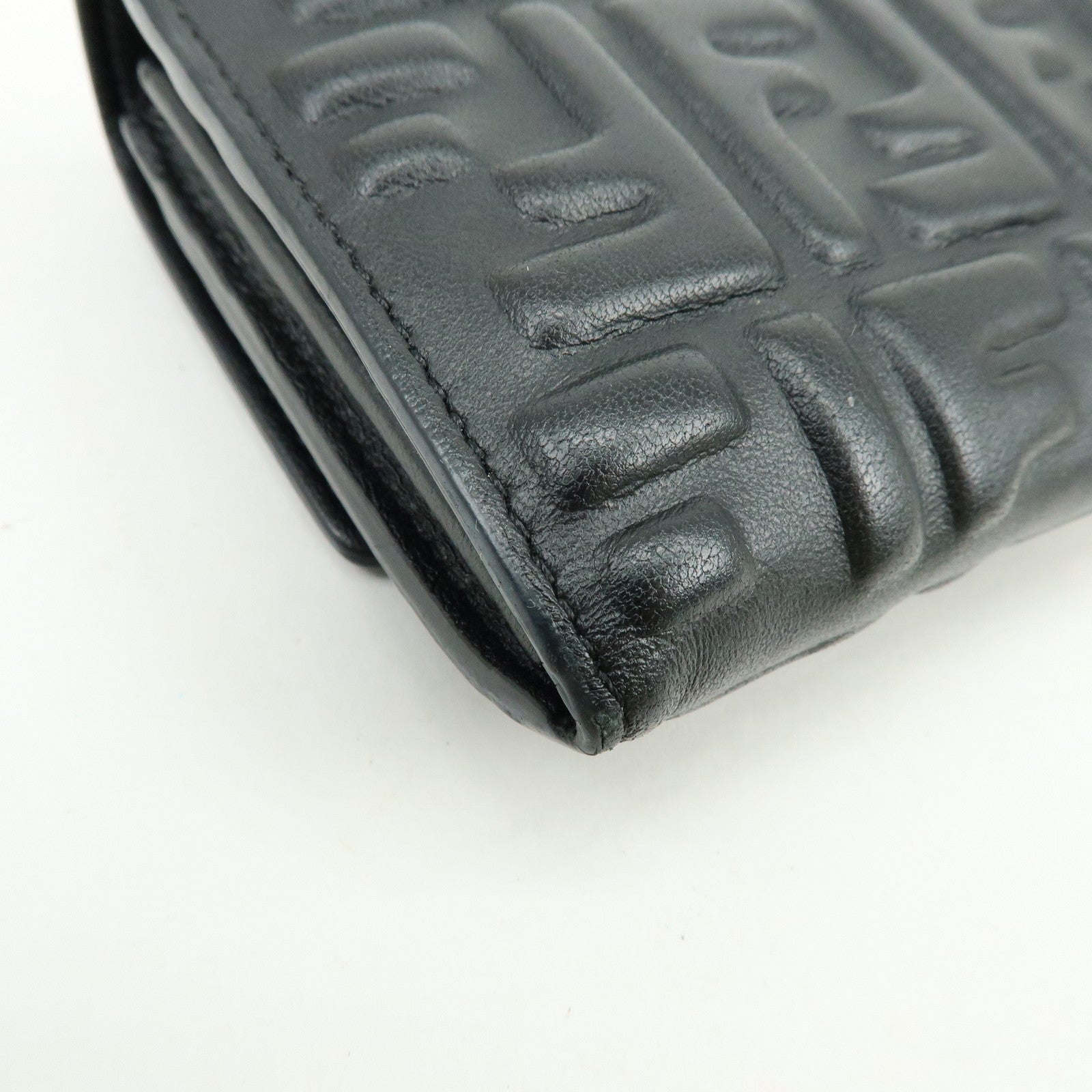 FENDI Zucca Leather Continental Long Wallet Black 8M0251