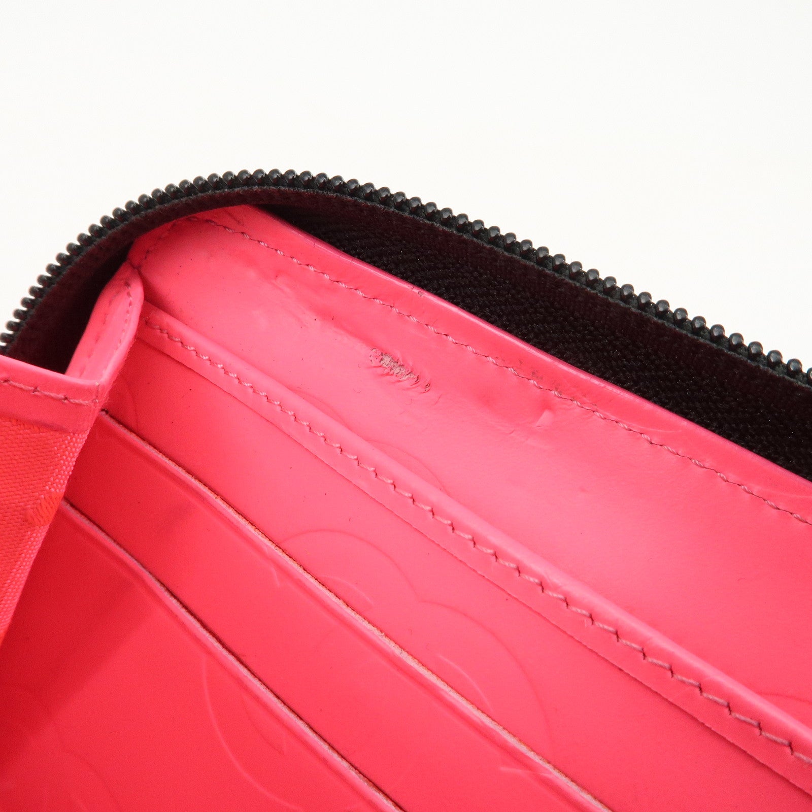 CHANEL Cambon Line Lamb Skin Round Zippy Long Wallet Black A50078 Used