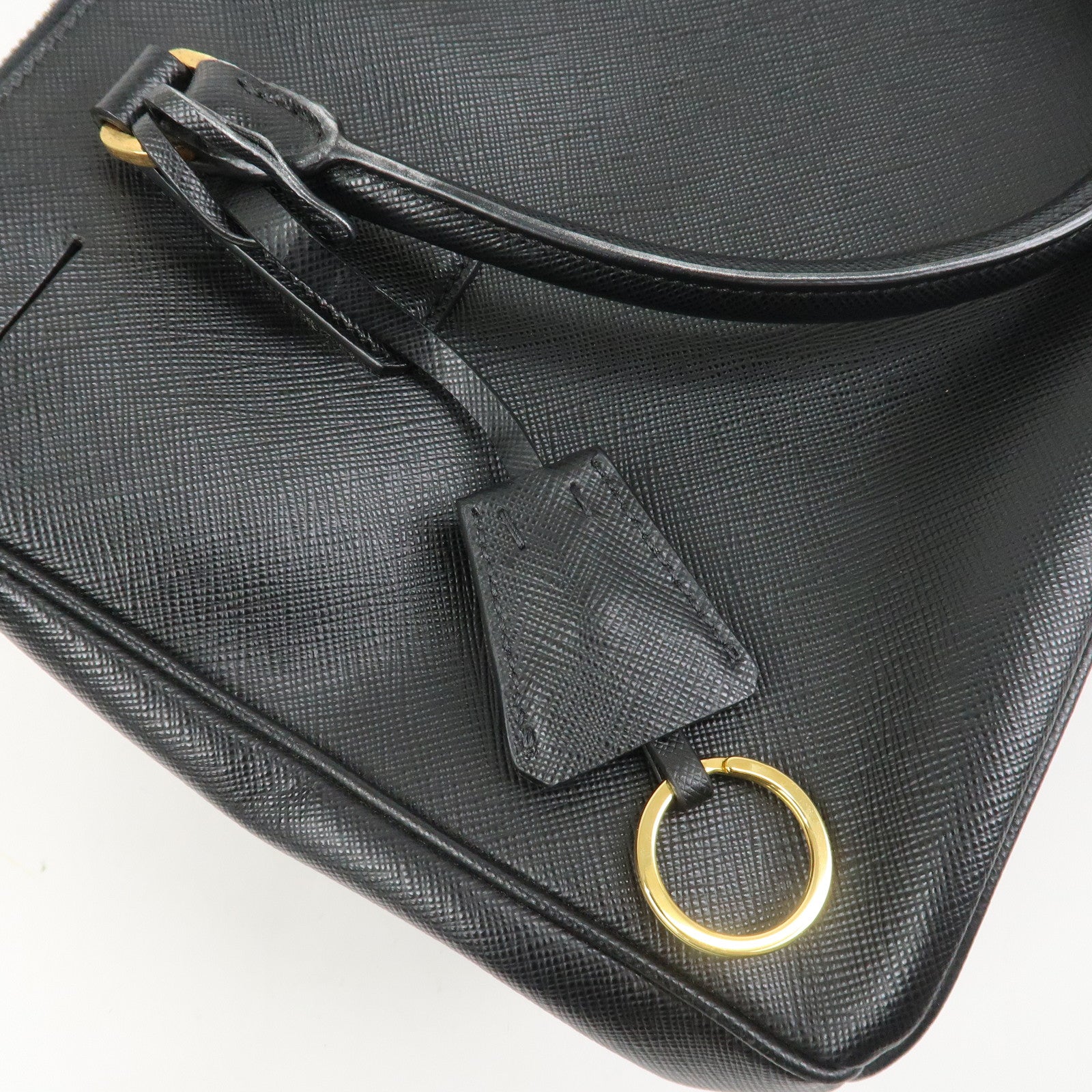 PRADA Triangle Logo Saffiano Leather 2Way Shoulder Bag Black BN2863