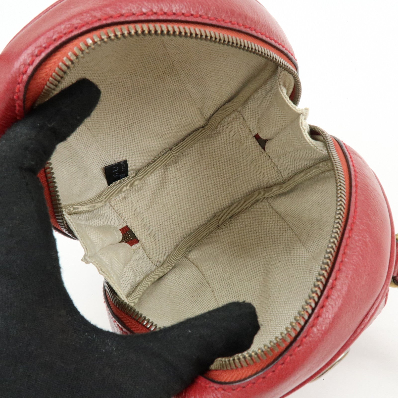 GUCCI Leather Basketball Shaped Mini Hand Shoulder Bag Red 547855