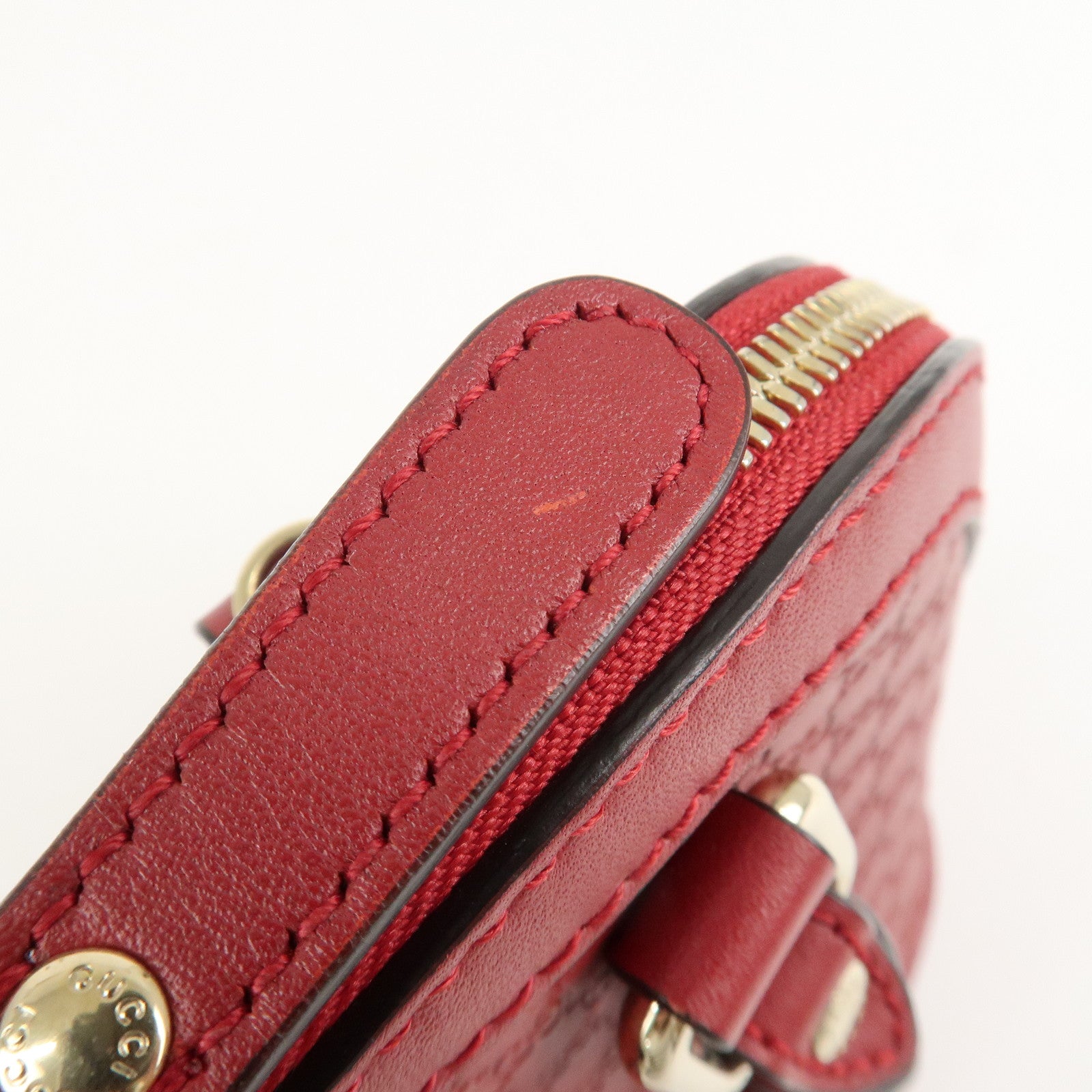 GUCCI Micro Guccissima 2Way Hand Shoulder Bag Castilian Red 449654 Used