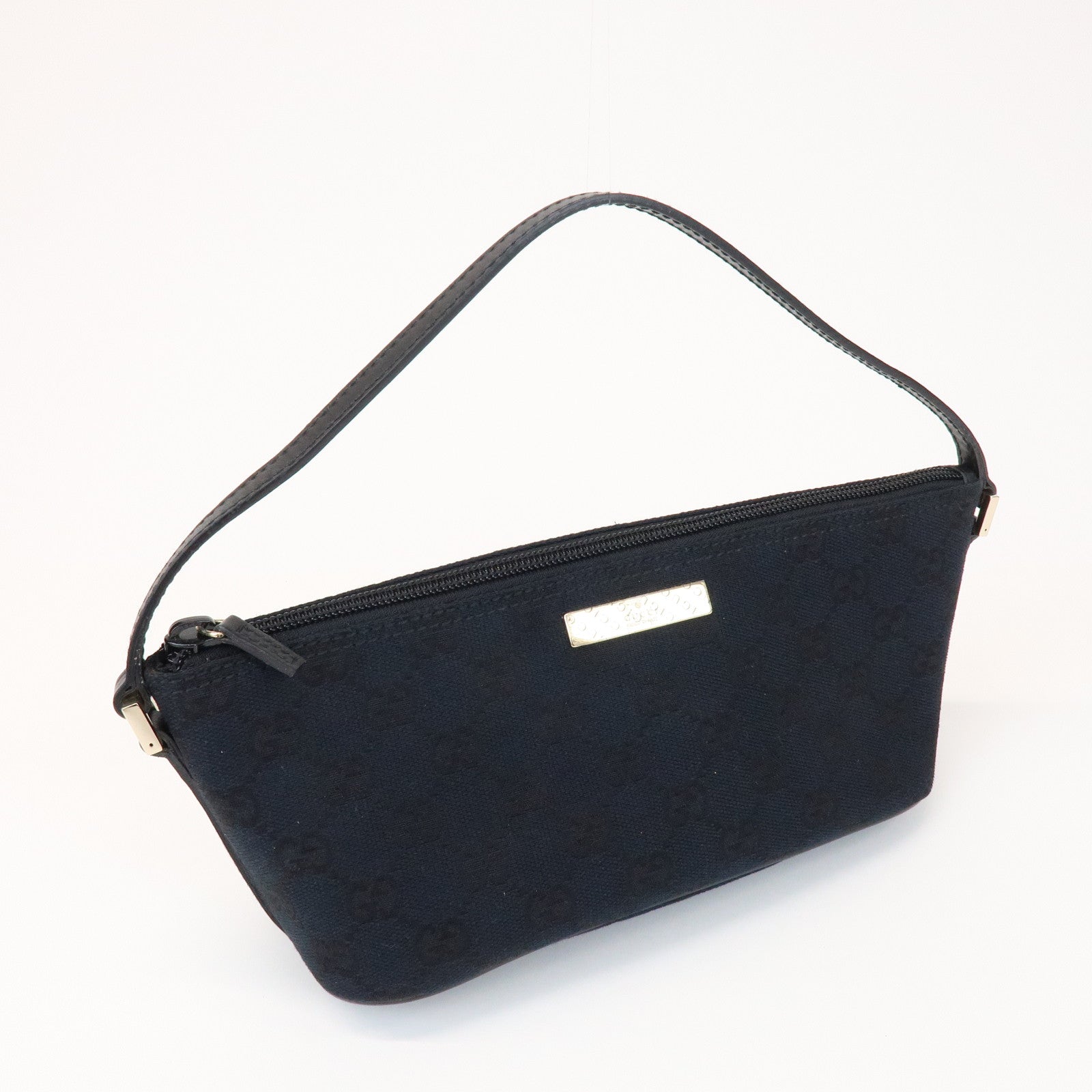 GUCCI Boat Bag GG Canvas Leather Accessory Pouch Hand Bag 039・1103