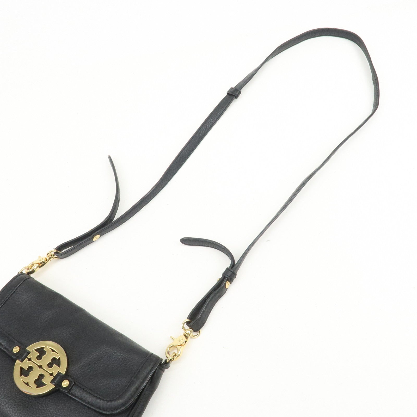 TORY BURCH Logo Leather Shoulder Bag Crossbody Bag Black