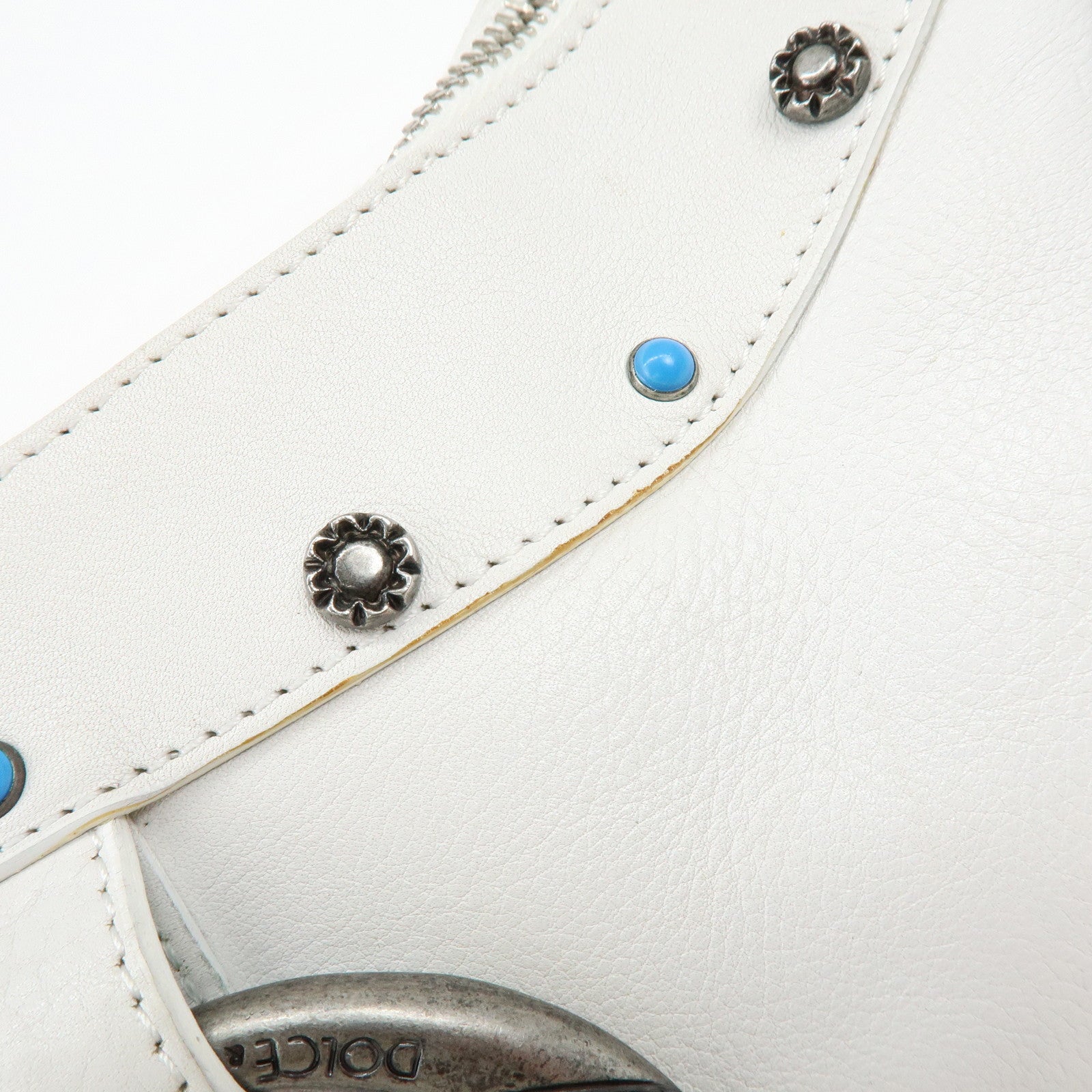Dolce&Gabbana Leather Hand Bag Shoulder Bag Studs White