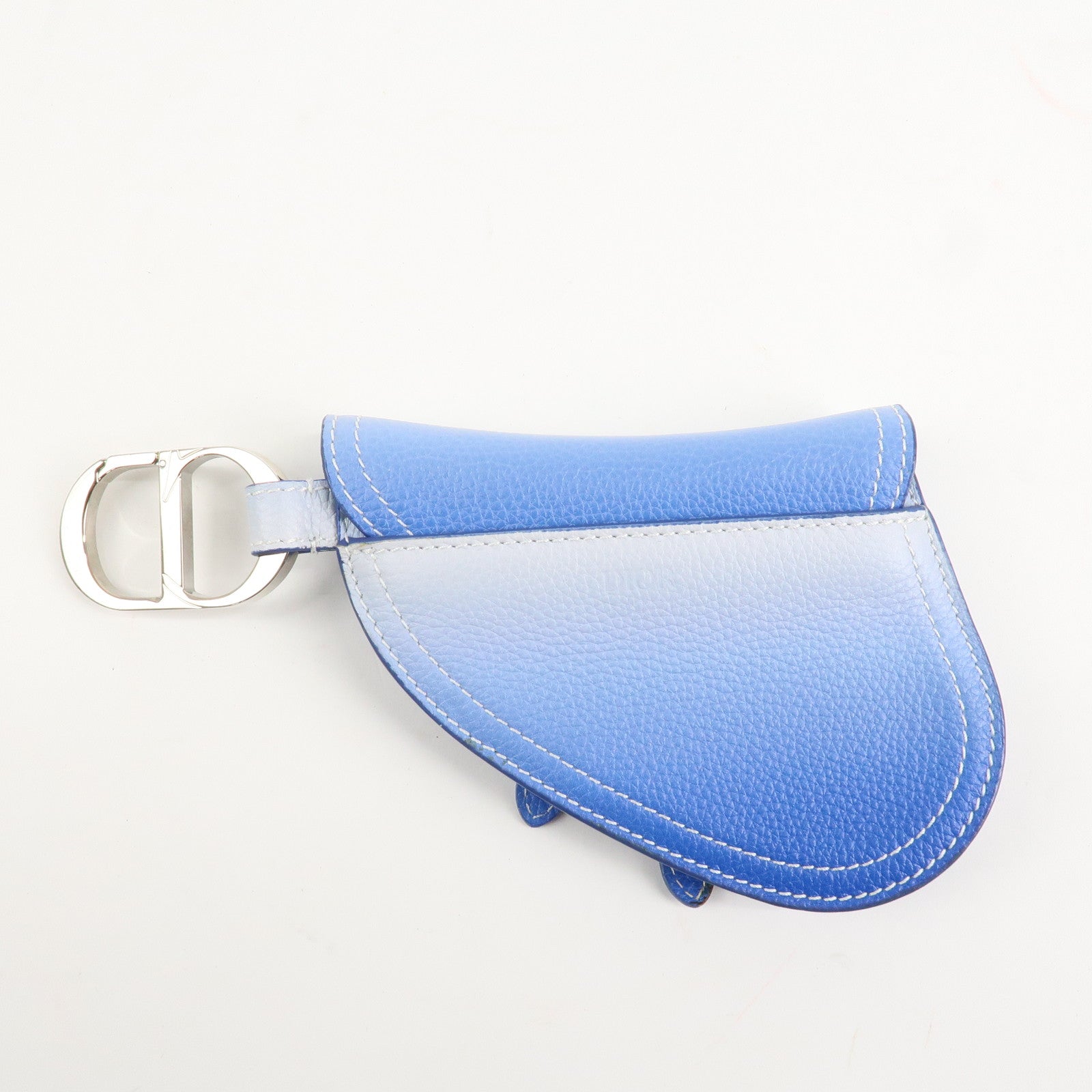 Christian Dior Leather Saddle Pouch Blue Charm 2ADKH127YMJ Used