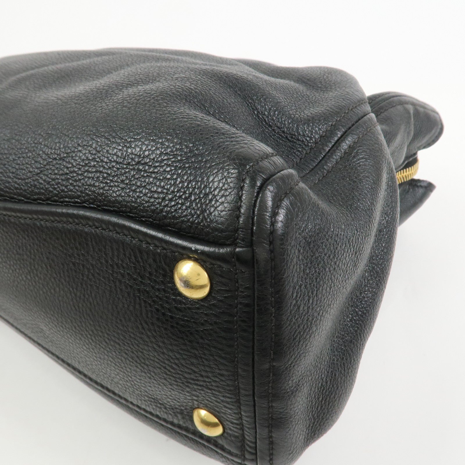 MIU MIU Logo Leather 2Way Bag Shoulder Bag Hand Bag Black RR1901