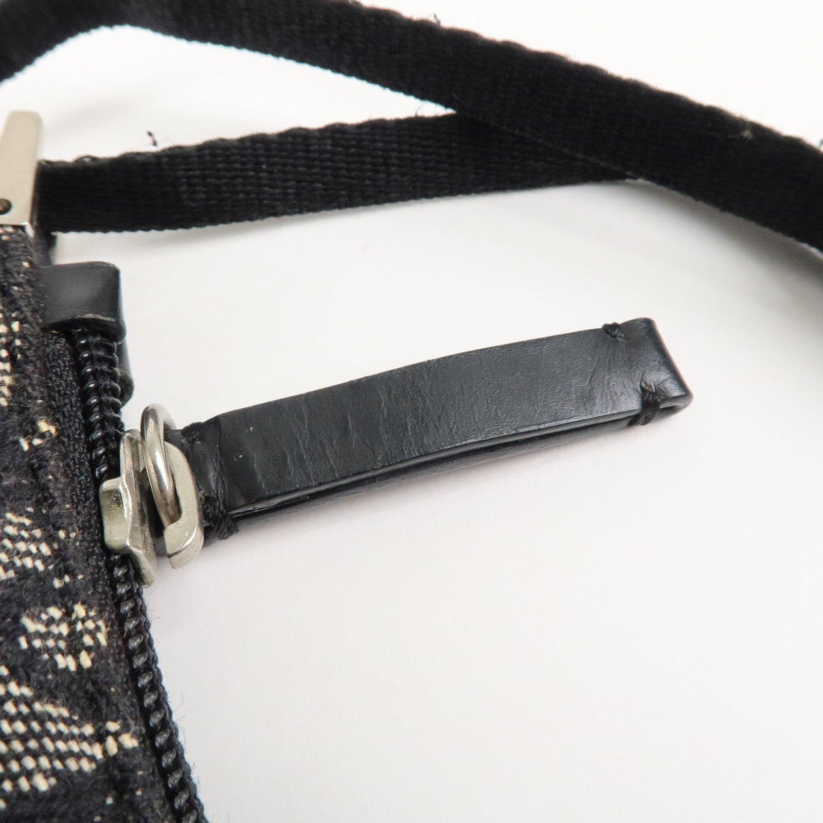 Christian Dior Trotter Canvas Leather Shoulder Bag Hand Bag Black Used