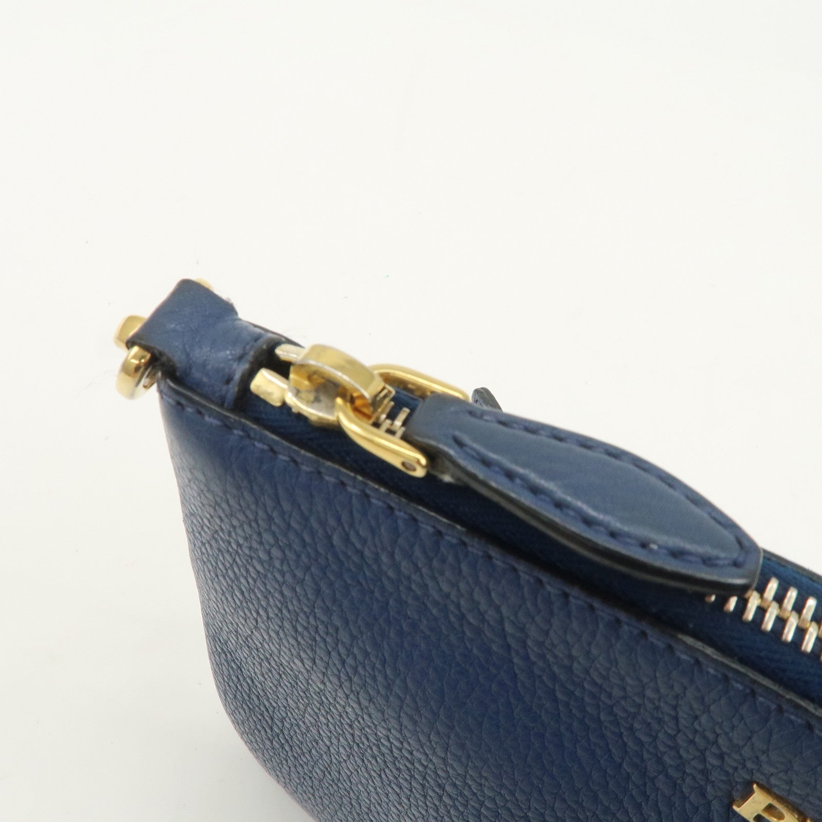 PRADA Logo Leather Shoulder Bag Crossbody Bag Blue 1BH013