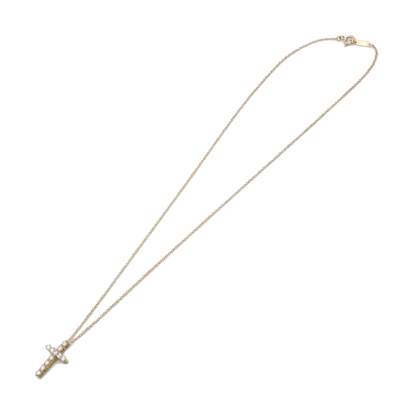 Tiffany & Co Small Cross 11P Diamond Necklace K18YG 750YG