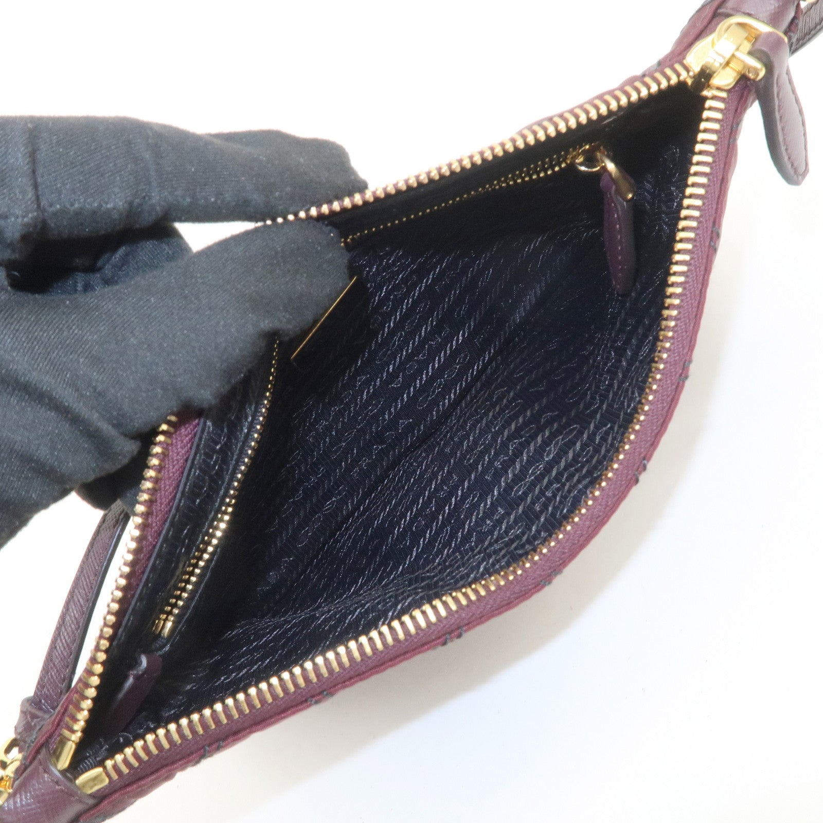PRADA Logo TESSUTO IMPUNTU Nylon Leather Hand Bag Bordeaux 1NH545